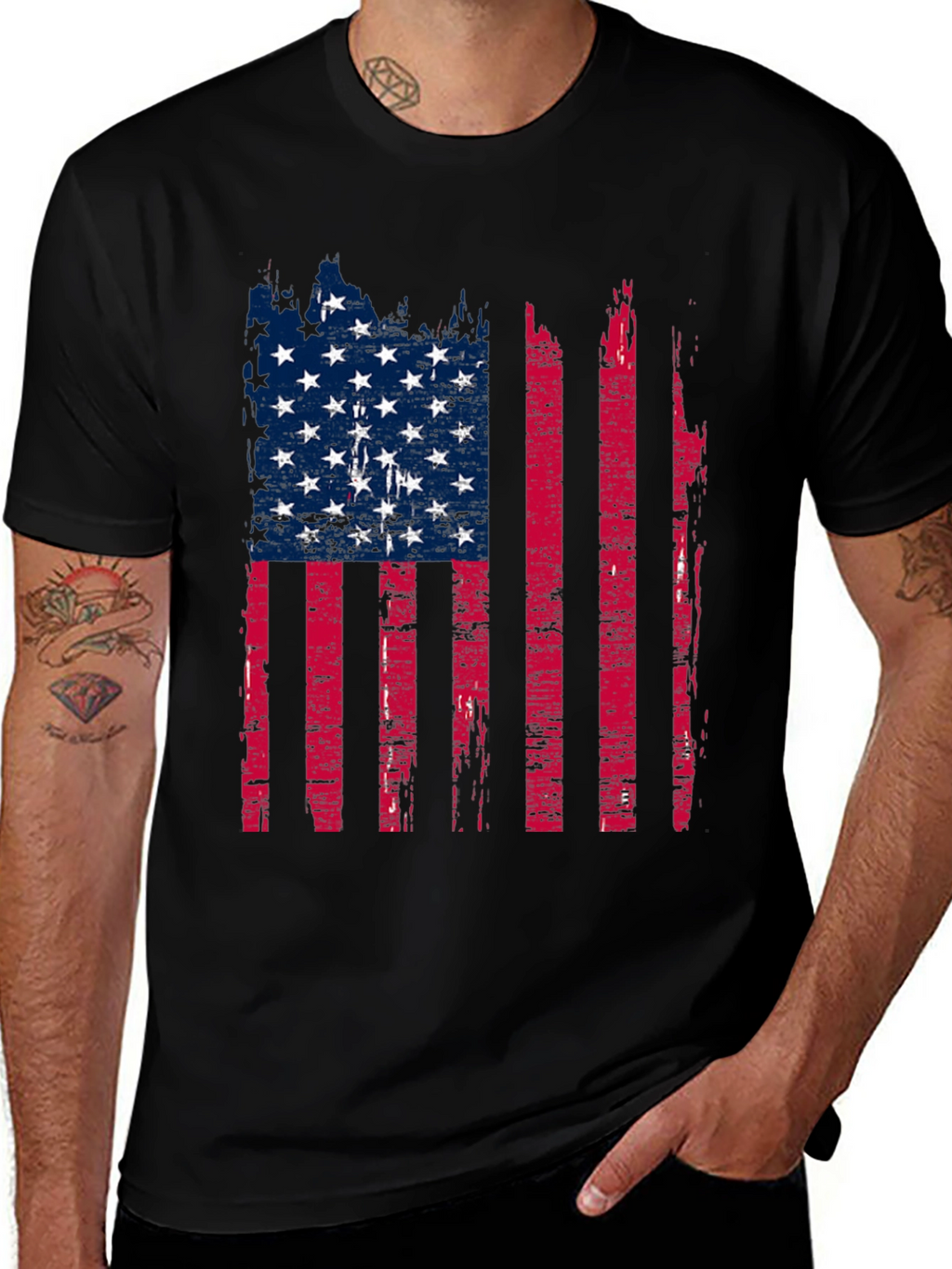 Distressed American Flag Graphic T-Shirt