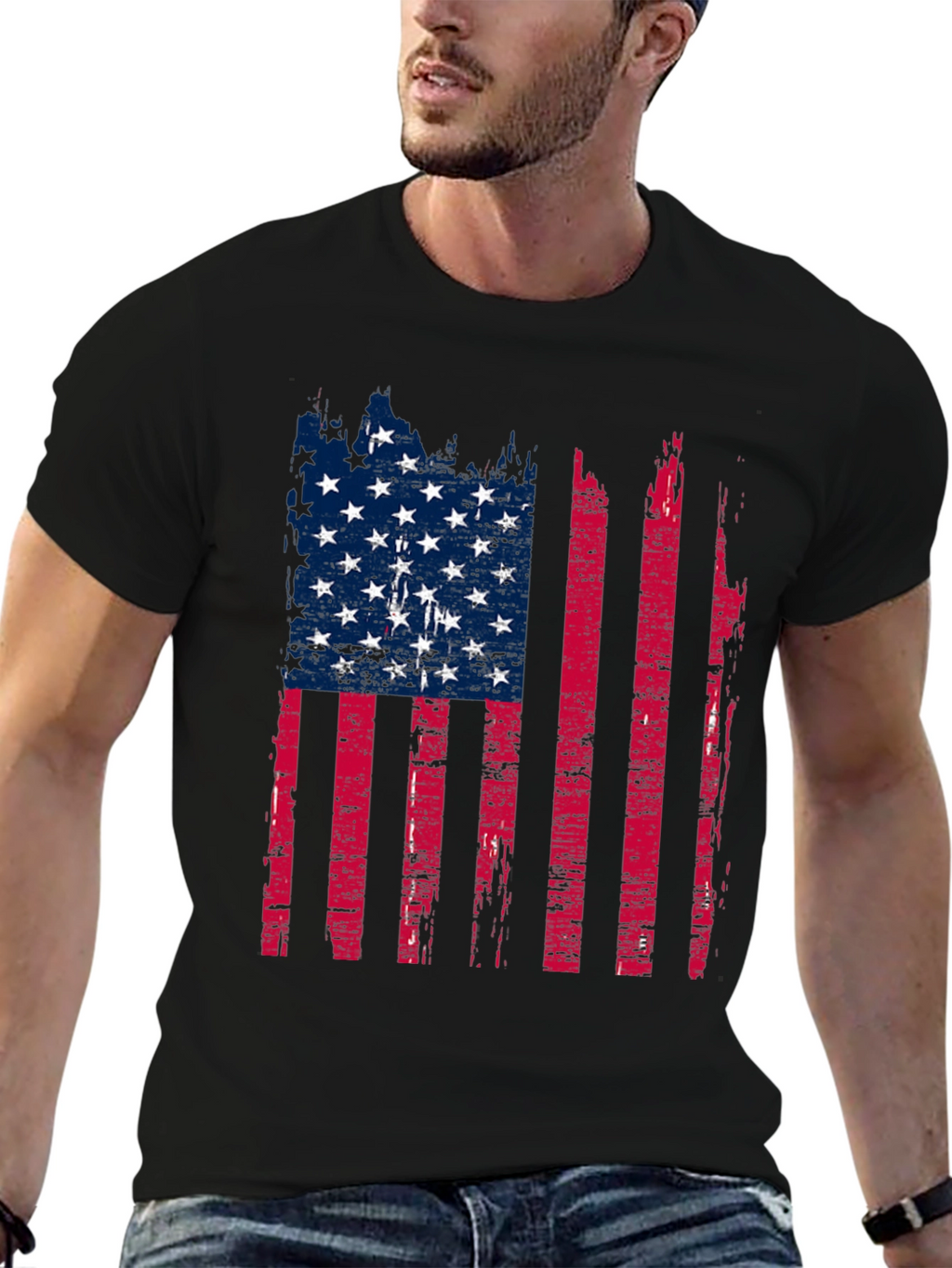 Distressed American Flag Graphic T-Shirt