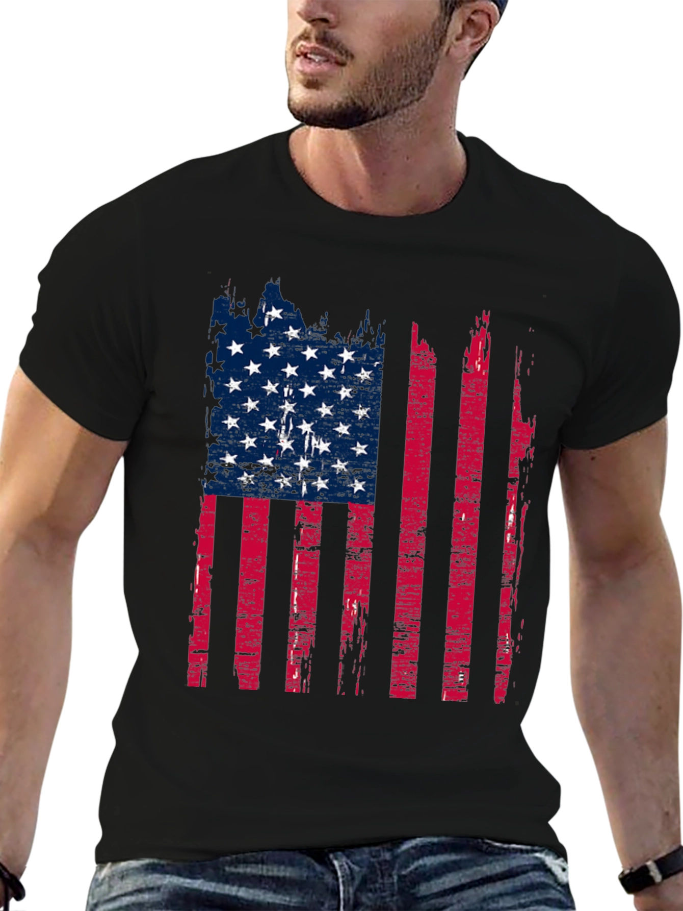 Distressed American Flag Graphic T-Shirt
