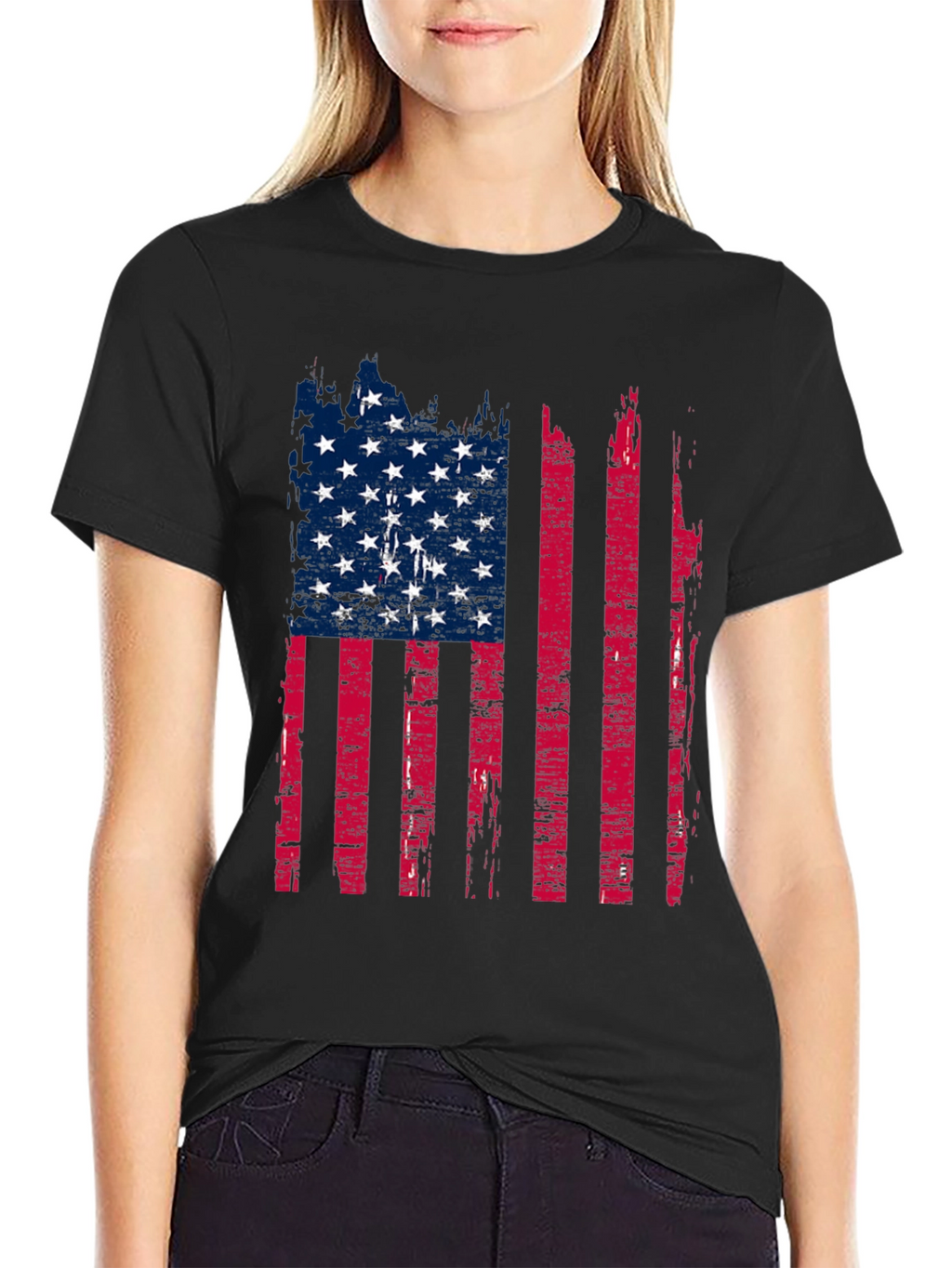 Distressed American Flag Graphic T-Shirt