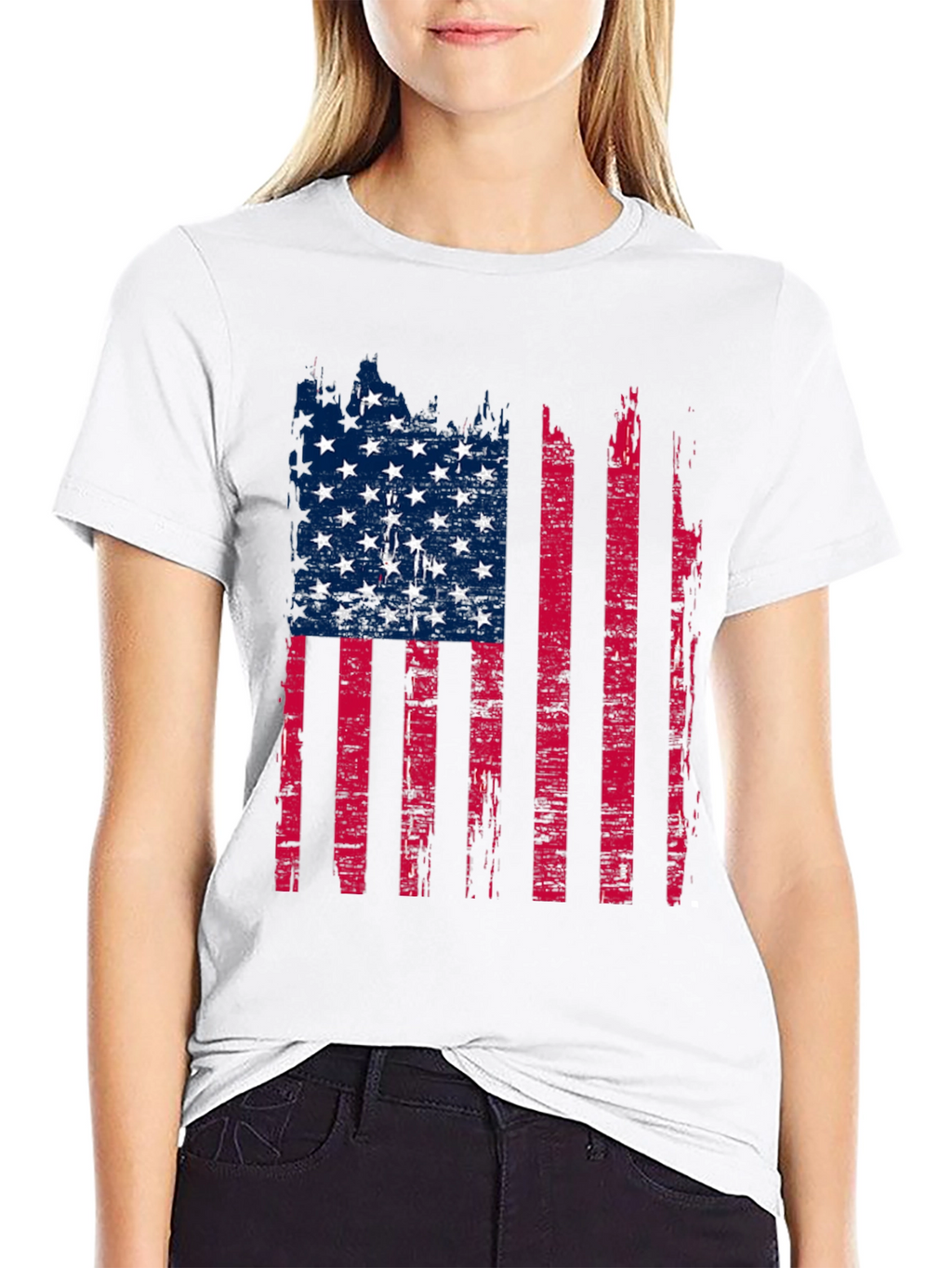 Distressed American Flag Graphic T-Shirt