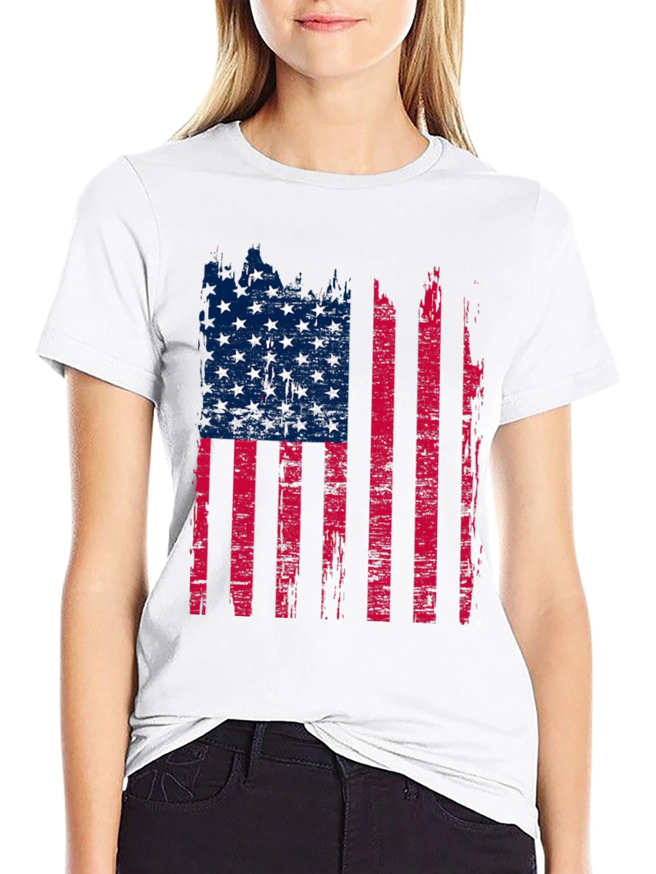 Distressed American Flag Graphic T-Shirt