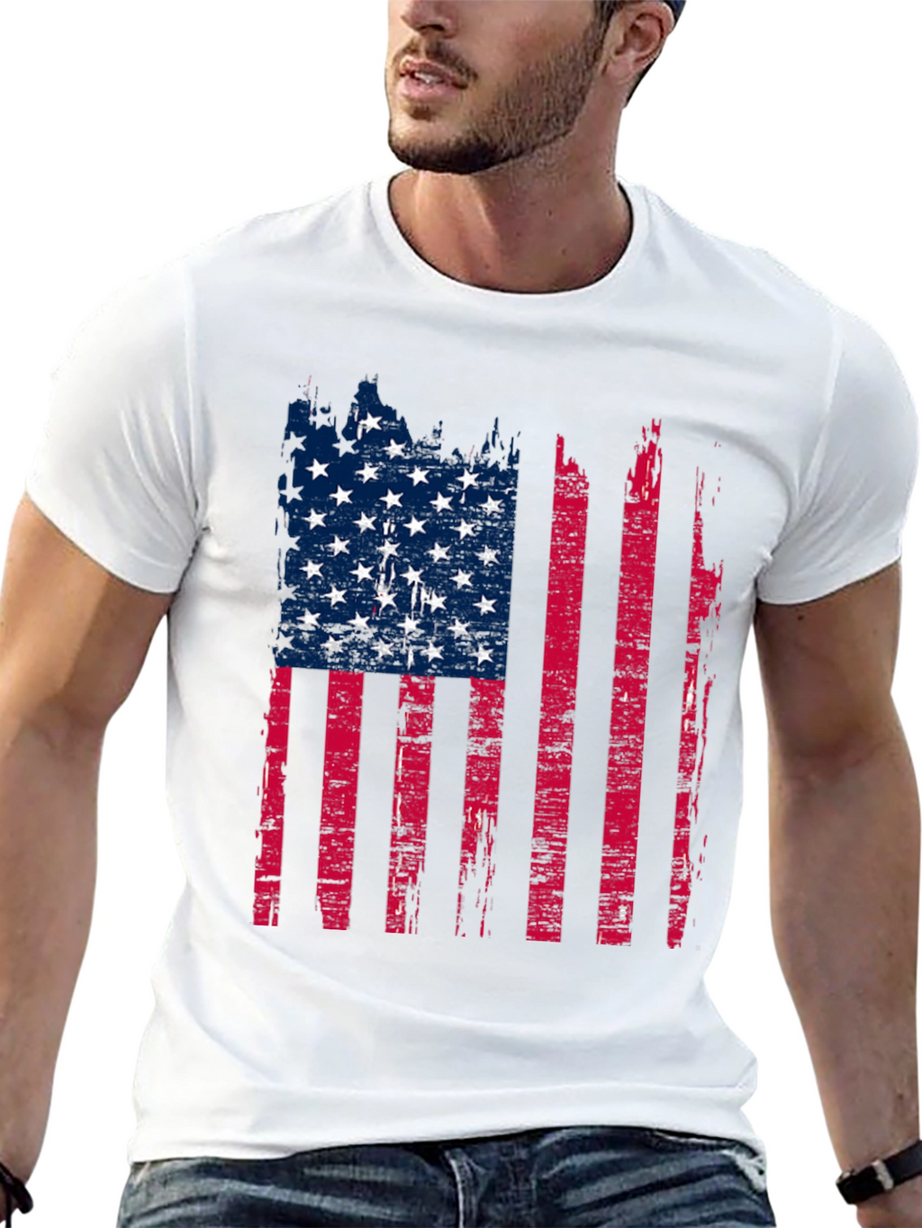 Distressed American Flag Graphic T-Shirt