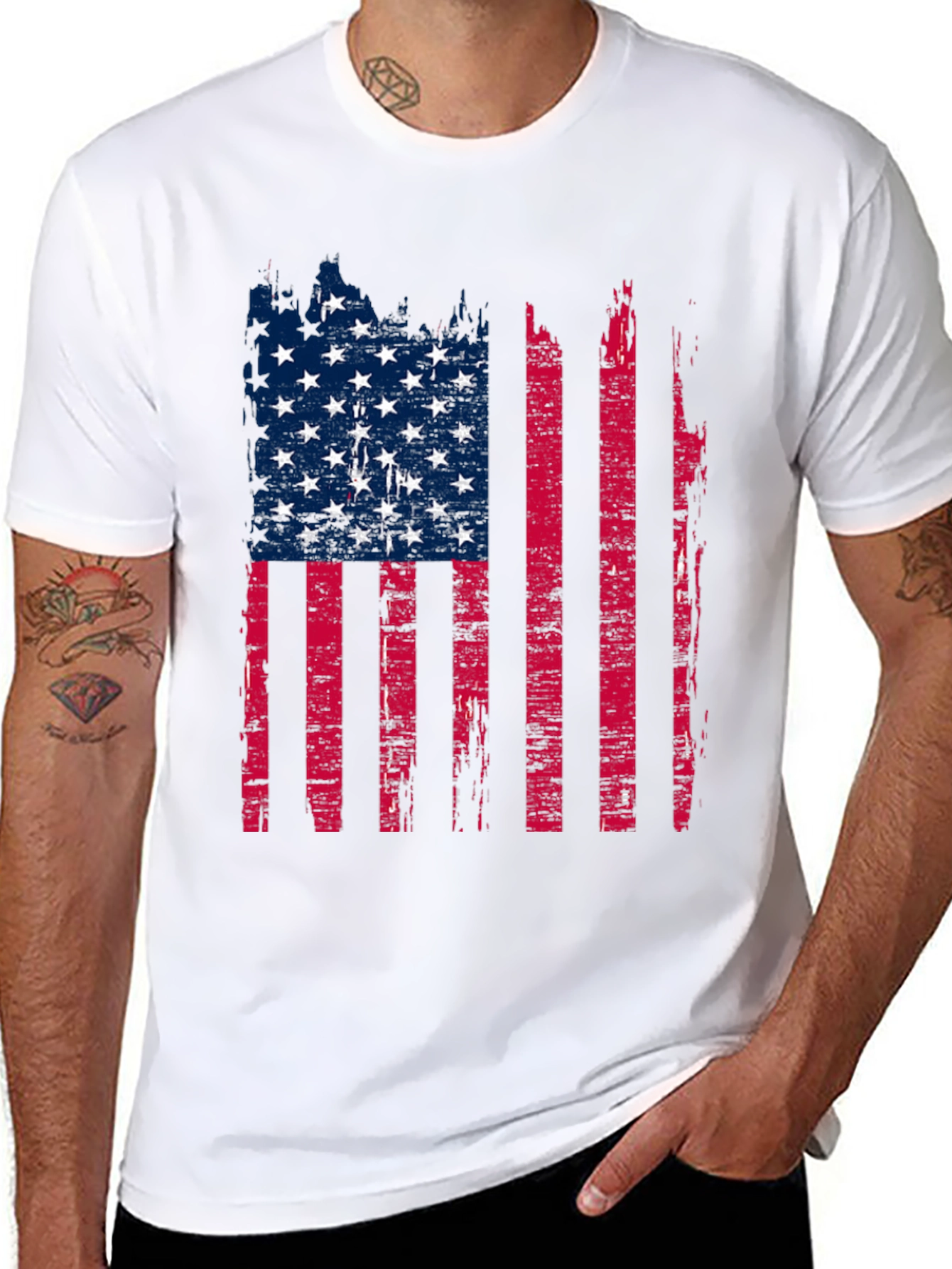 Distressed American Flag Graphic T-Shirt