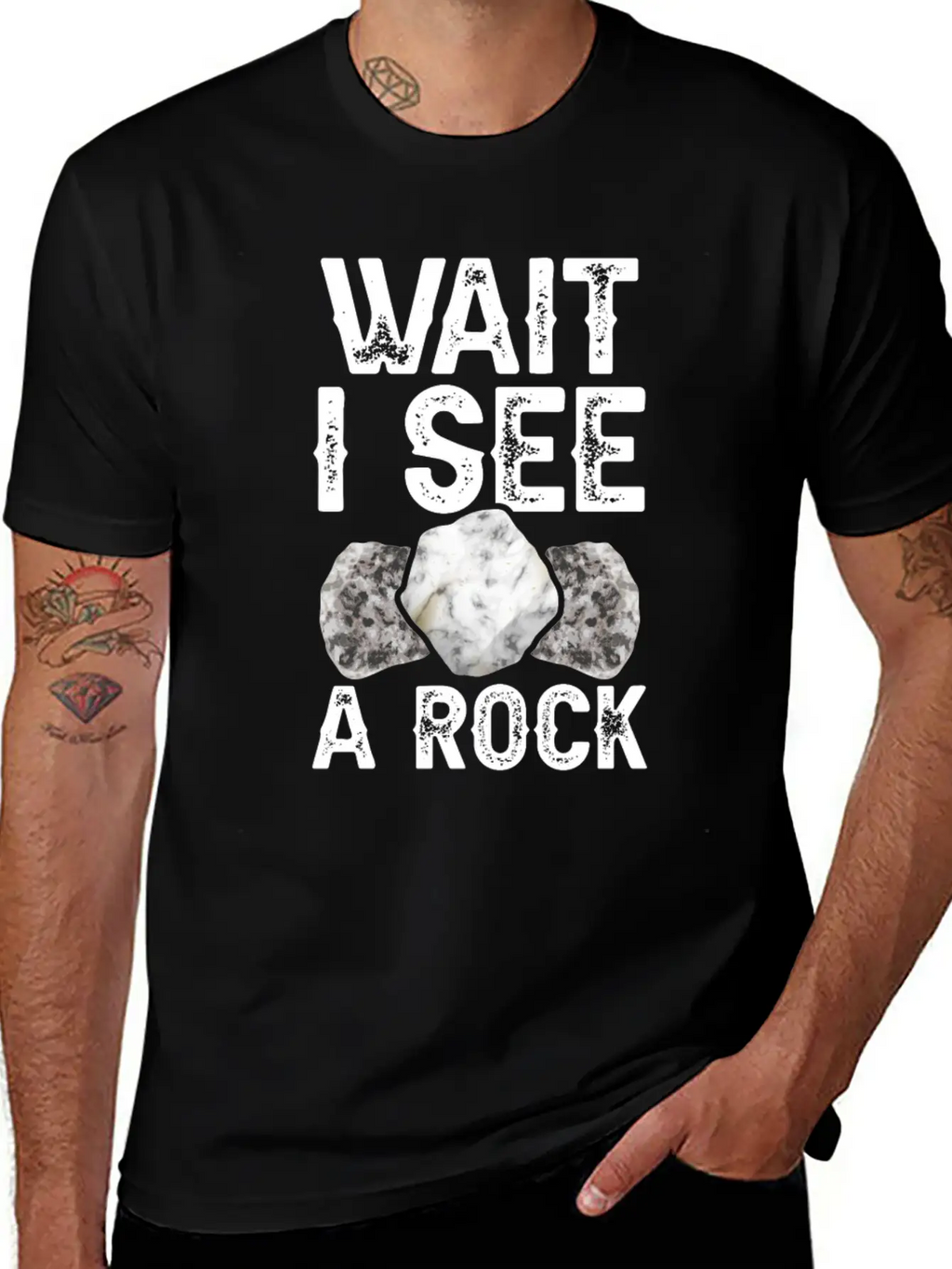Wait I See A Rock Geologist Stone Geology Job Basic Graphic T-Shirt – Daily Comfort In Soft Cotton