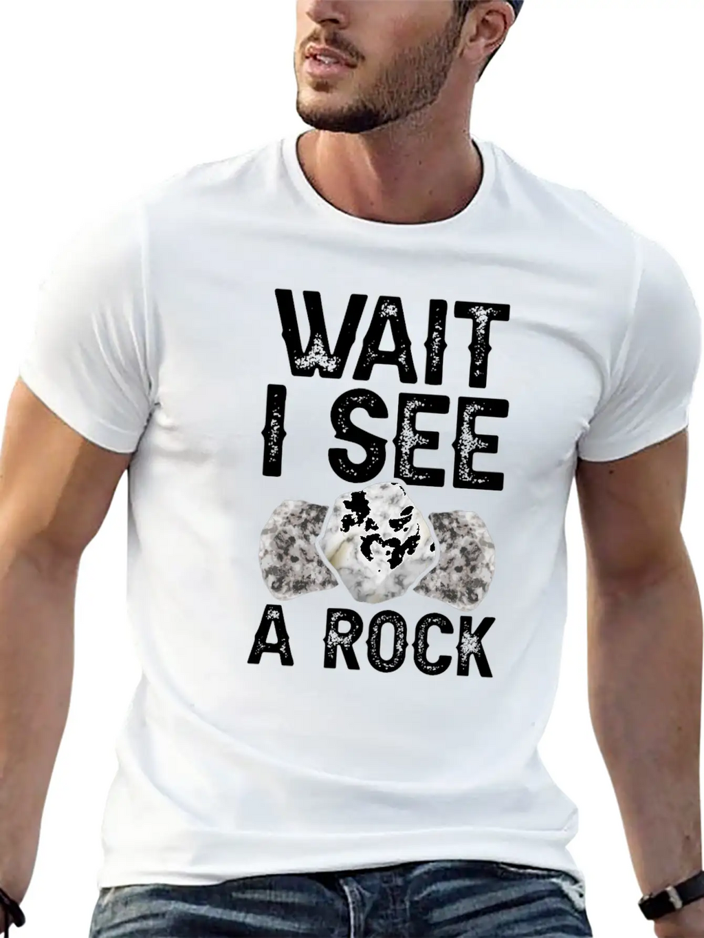 Wait I See A Rock Geologist Stone Geology Job Basic Graphic T-Shirt – Daily Comfort In Soft Cotton