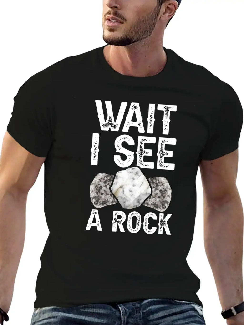 Wait I See A Rock Geologist Stone Geology Job Basic Graphic T-Shirt – Daily Comfort In Soft Cotton