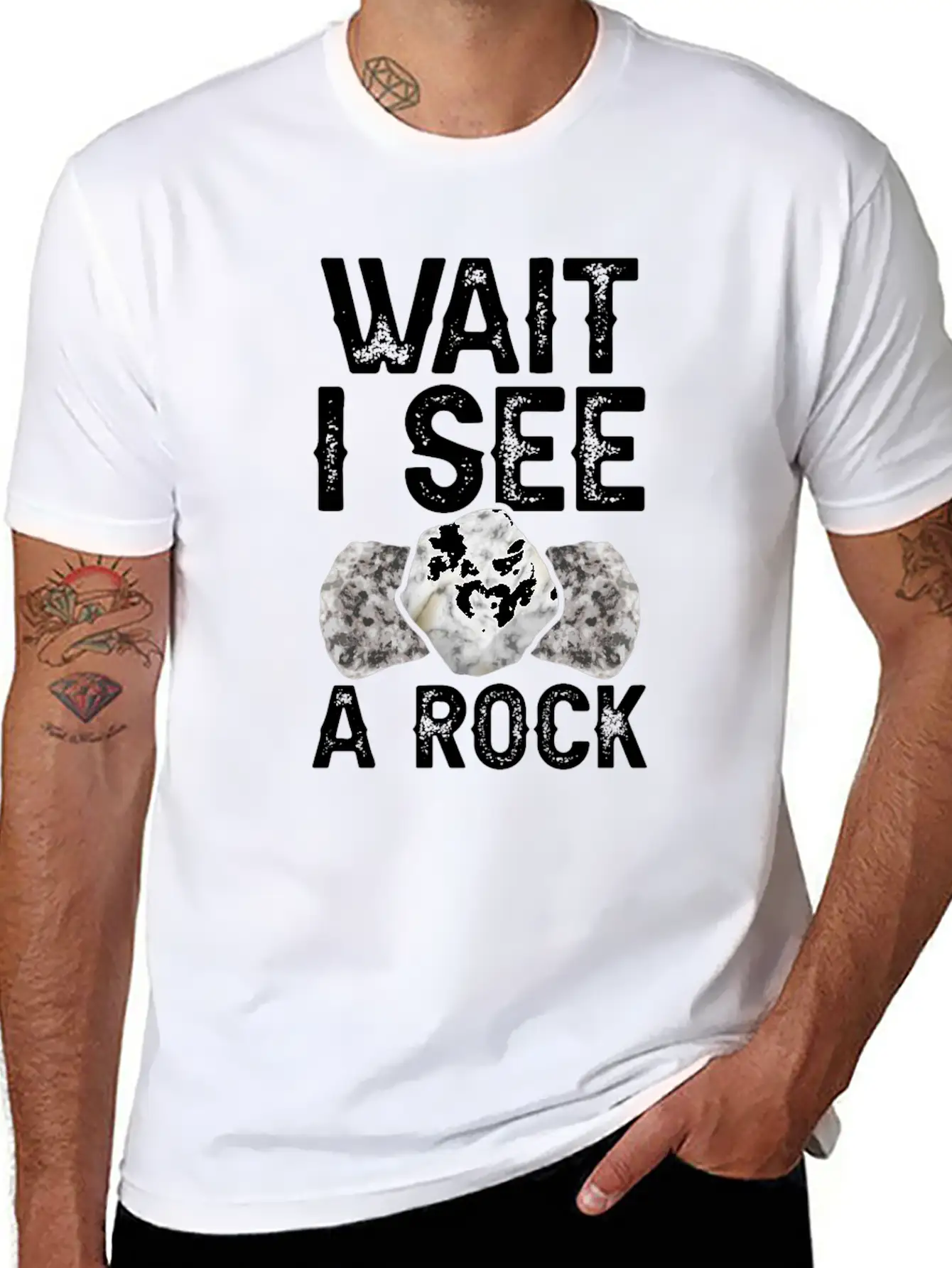 Wait I See A Rock Geologist Stone Geology Job Basic Graphic T-Shirt – Daily Comfort In Soft Cotton
