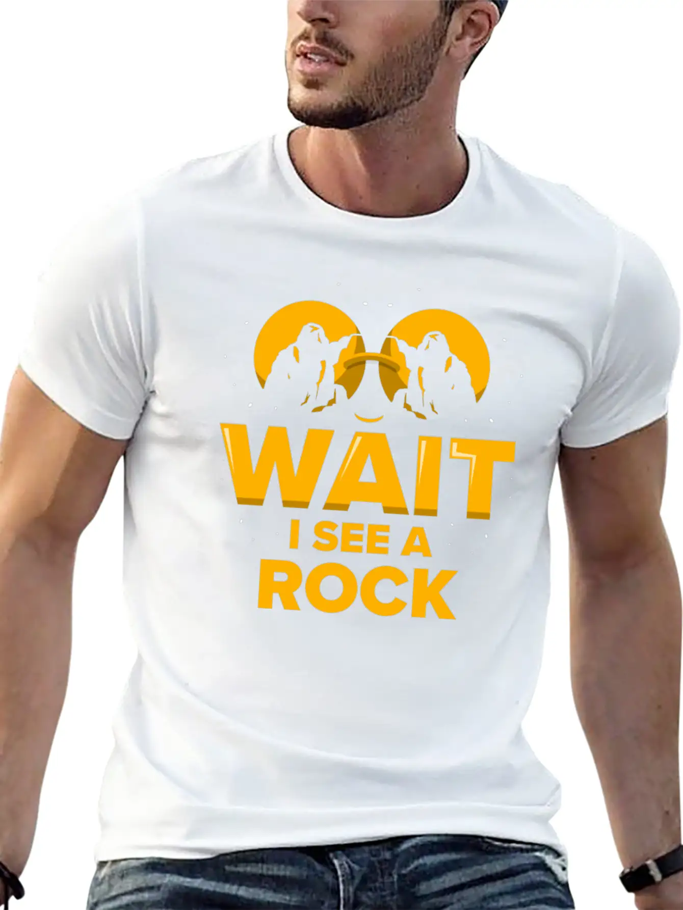 Wait I See A Rock Stone Geology Geologist Job Breathable Soft Cotton T-Shirt – Timeless Casual Look