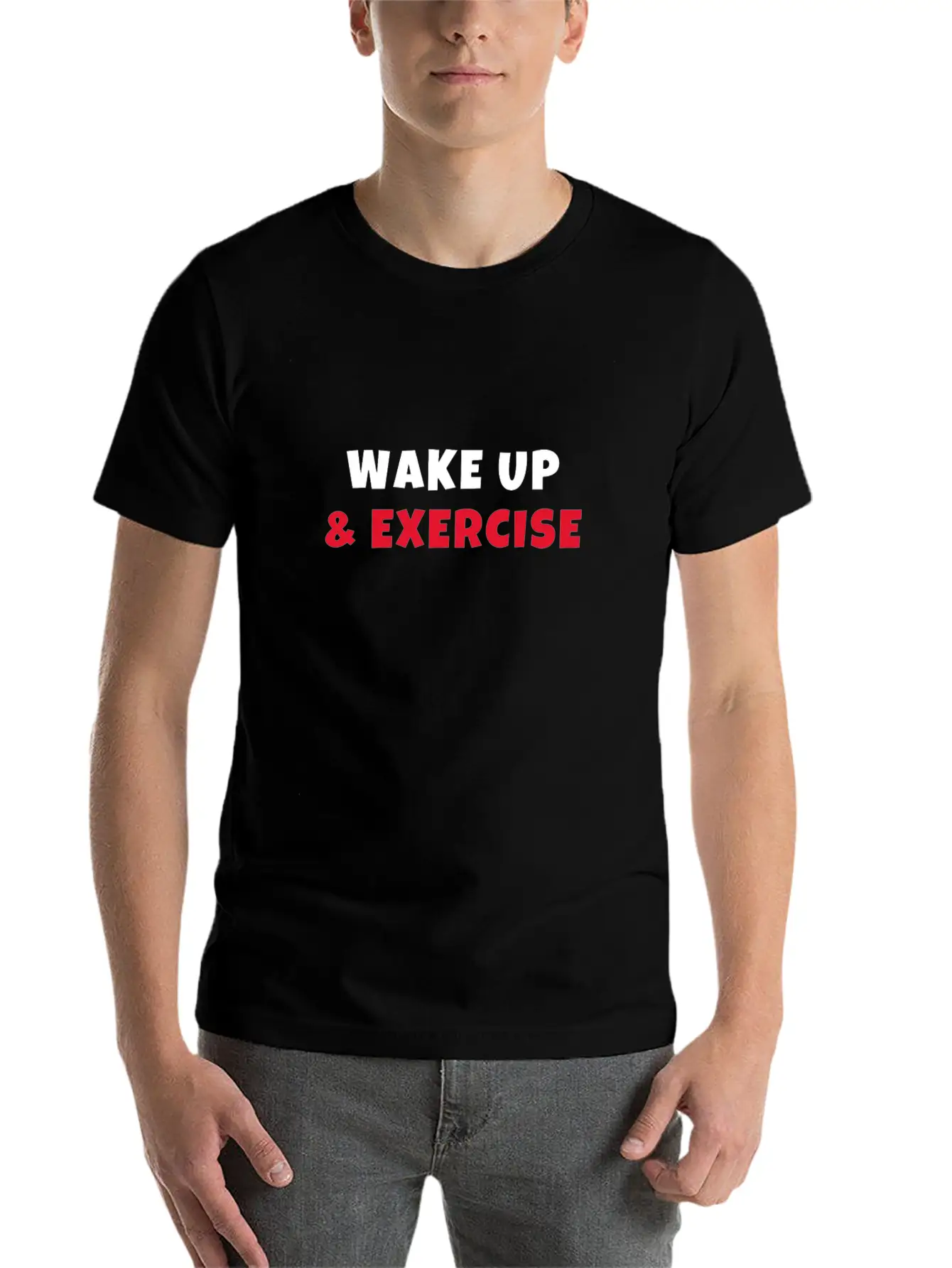 Wake Up And Exercise Breathable Graphic T-Shirt – Perfect For Casual Days