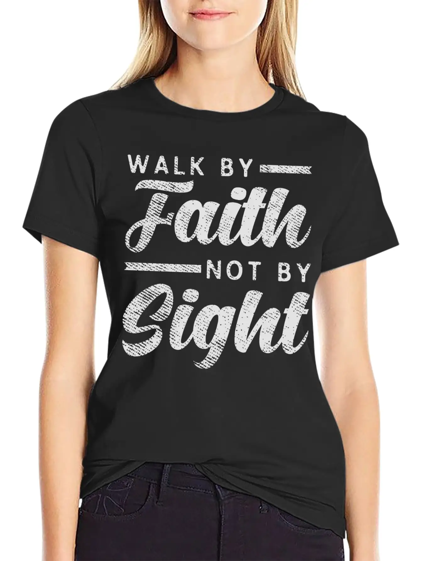Walk By Faith Not By Sight - Inspiring Bible Verse Stylish Everyday T-Shirt – Unisex Basic Cotton Tee