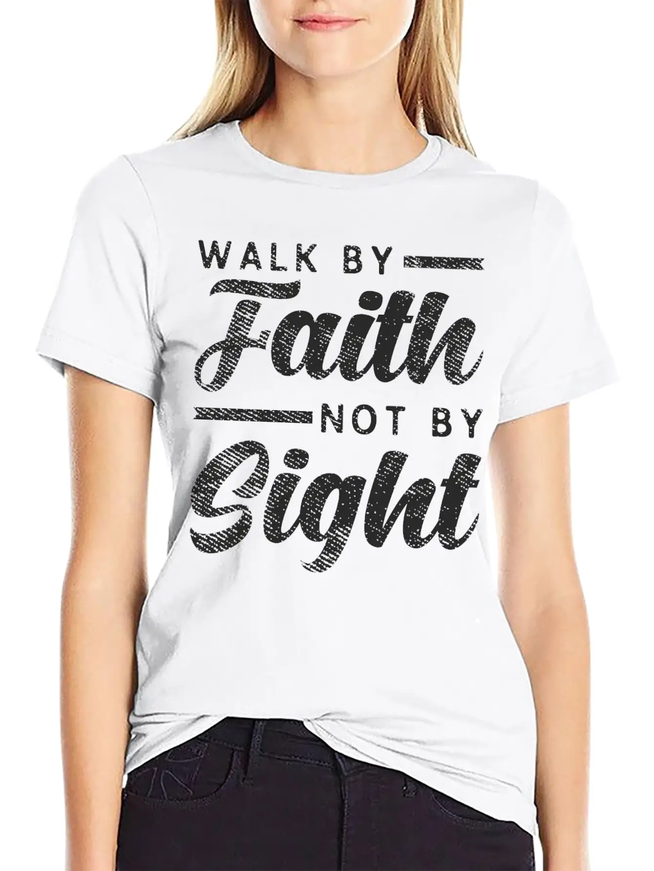 Walk By Faith Not By Sight - Inspiring Bible Verse Stylish Everyday T-Shirt – Unisex Basic Cotton Tee