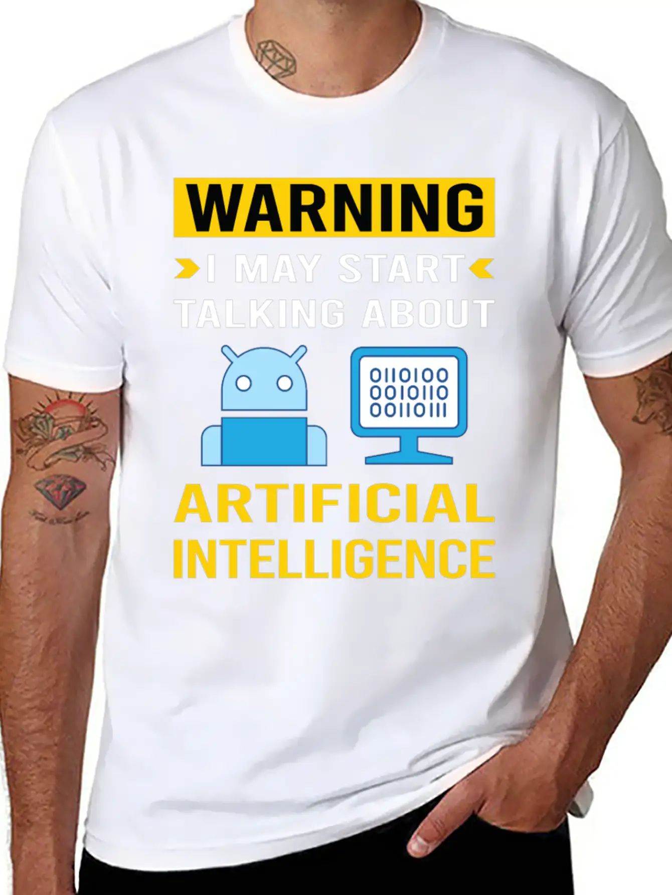 Warning Artificial Intelligence AI Classic Cotton Tee – Unisex Comfort For Any Season