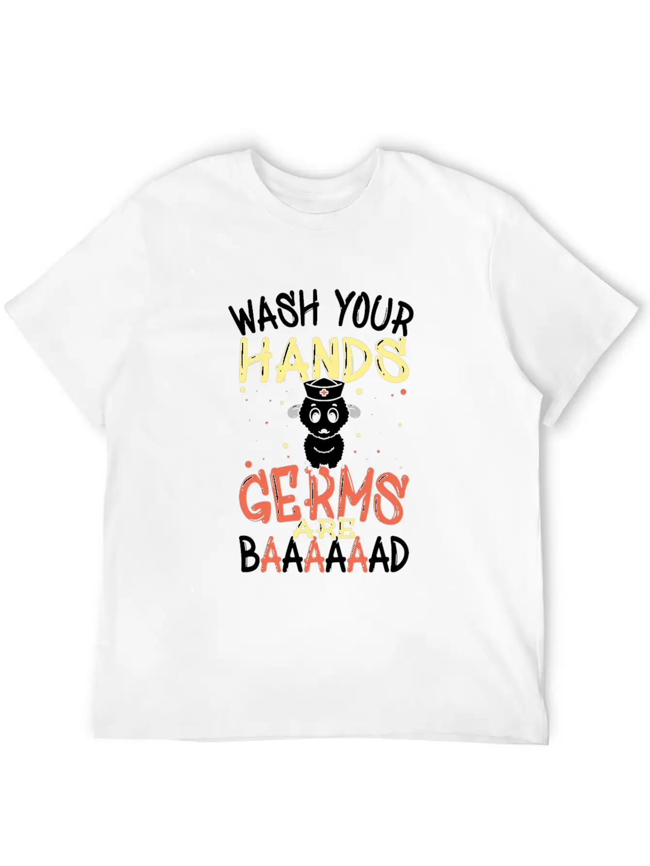 Wash Your Hands Germs Are Bad School Nurse Sheep Relaxed Everyday Tee – Lightweight And Durable Cotton