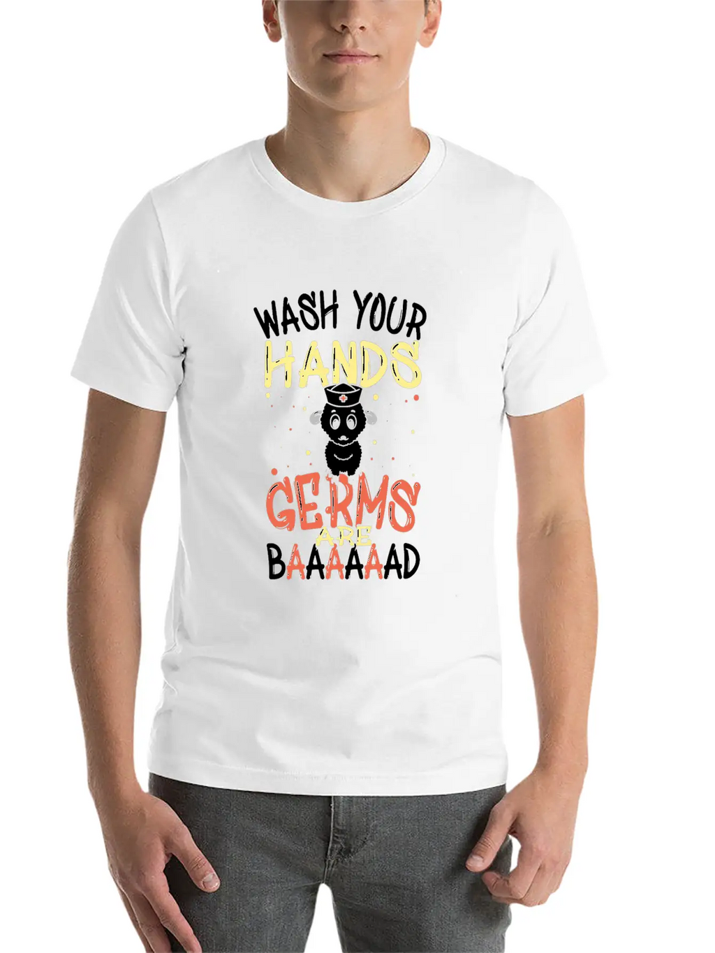 Wash Your Hands Germs Are Bad School Nurse Sheep Relaxed Everyday Tee – Lightweight And Durable Cotton