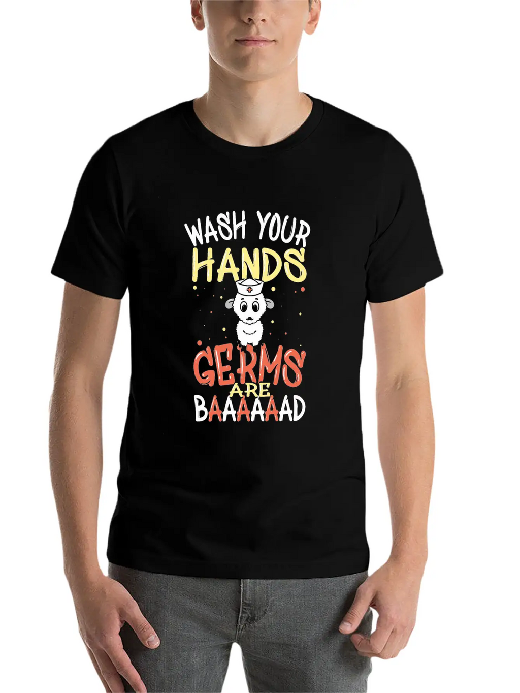 Wash Your Hands Germs Are Bad School Nurse Sheep Relaxed Everyday Tee – Lightweight And Durable Cotton