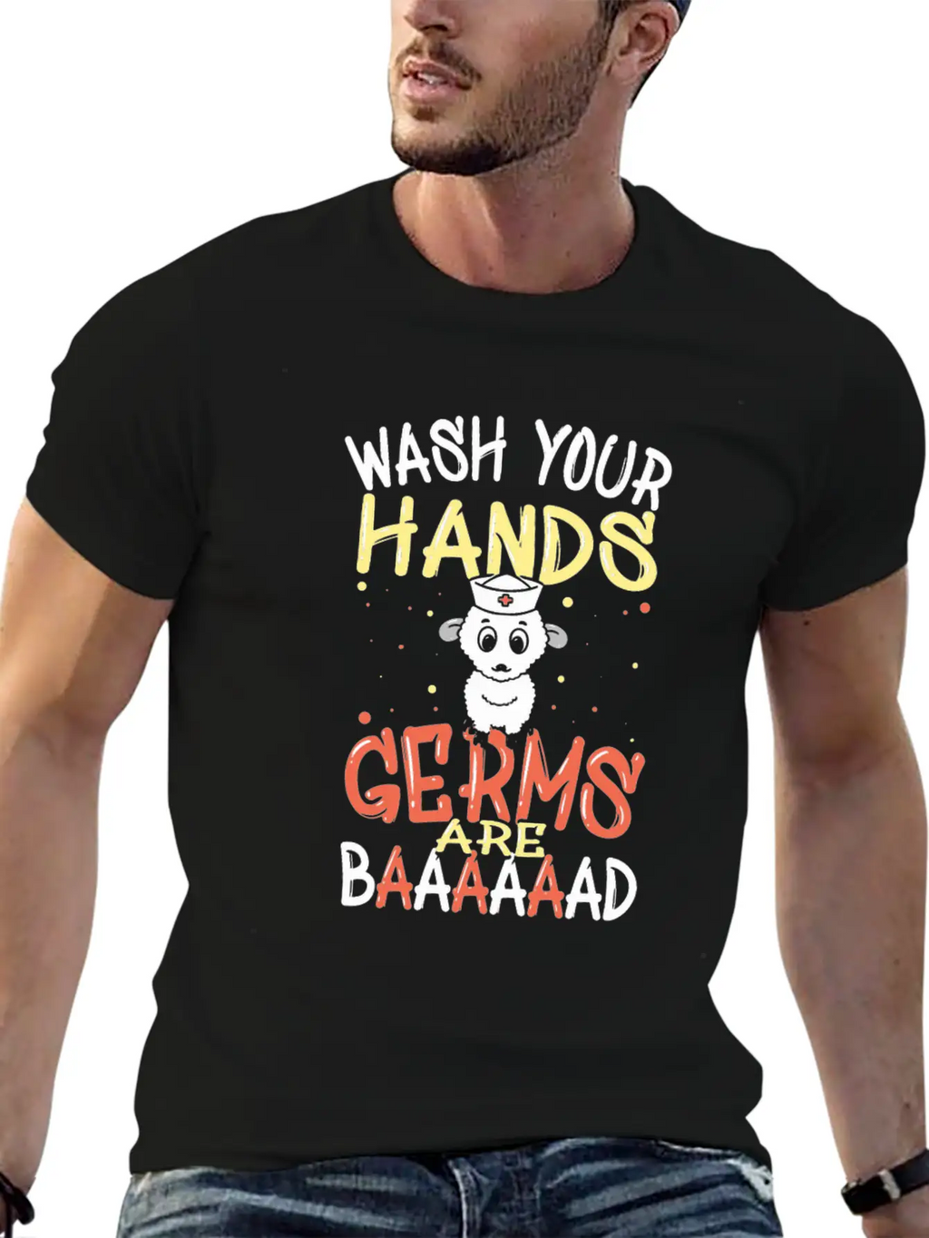 Wash Your Hands Germs Are Bad School Nurse Sheep Relaxed Everyday Tee – Lightweight And Durable Cotton