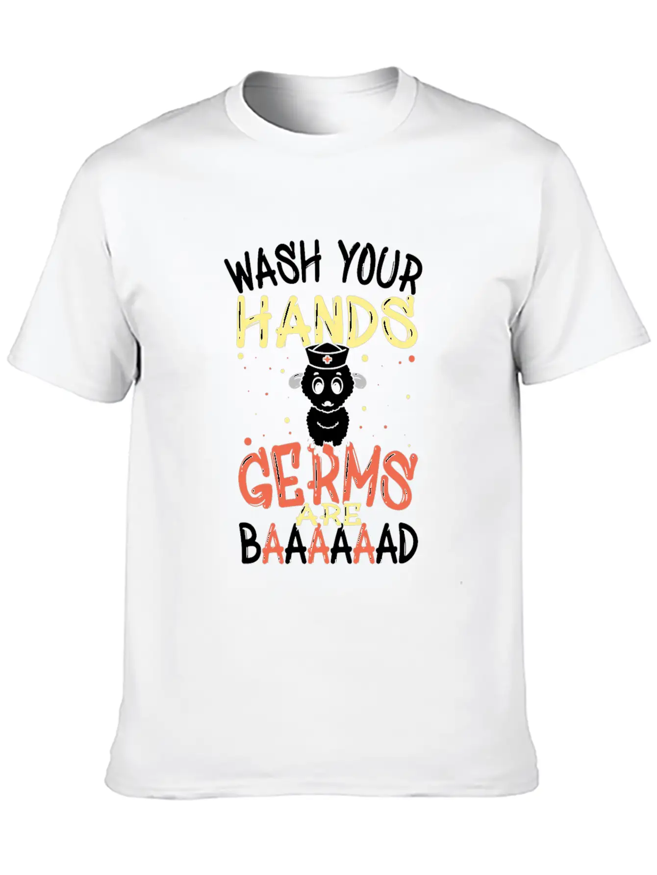 Wash Your Hands Germs Are Bad School Nurse Sheep Relaxed Everyday Tee – Lightweight And Durable Cotton