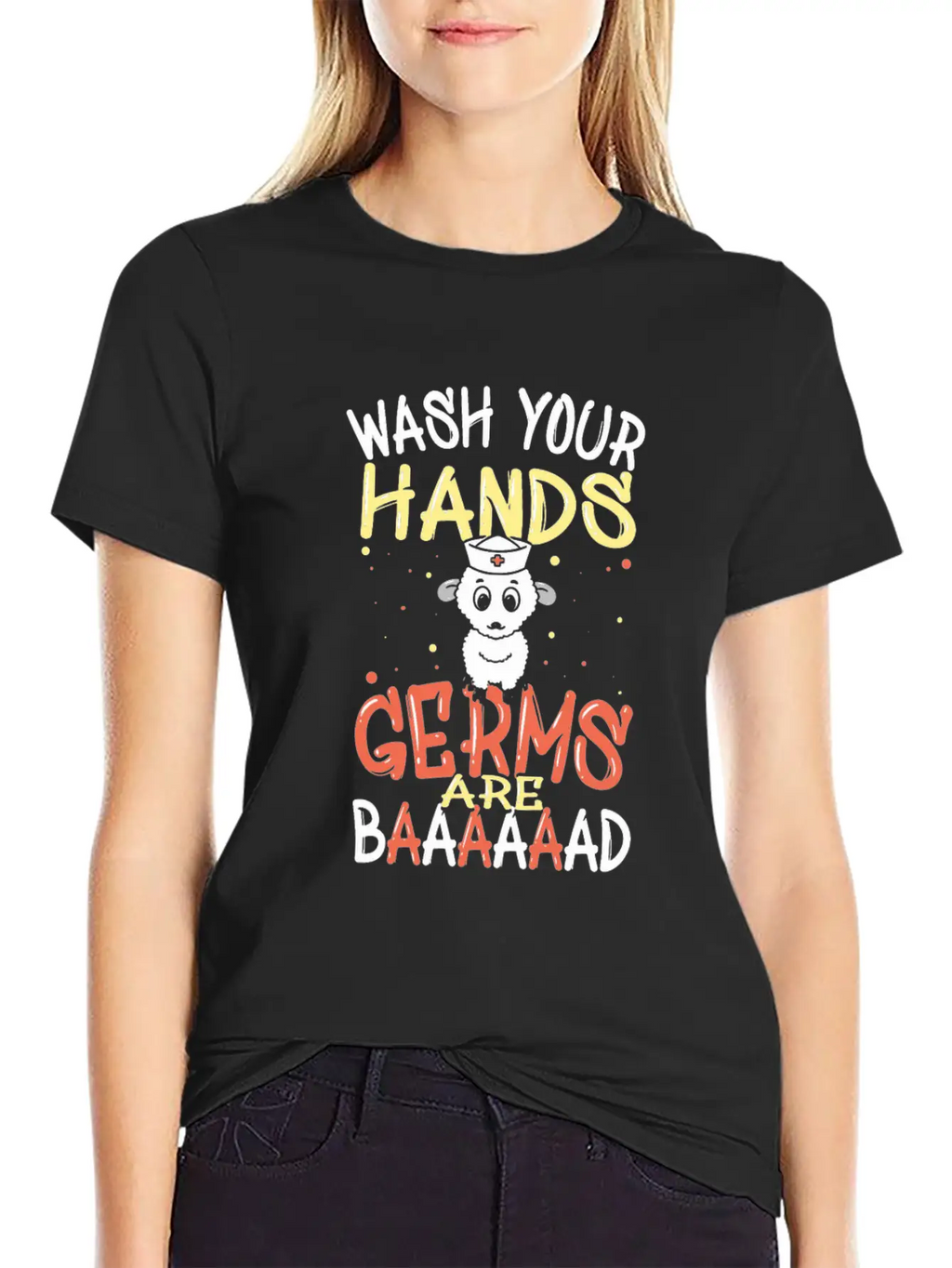 Wash Your Hands Germs Are Bad School Nurse Sheep Relaxed Everyday Tee – Lightweight And Durable Cotton