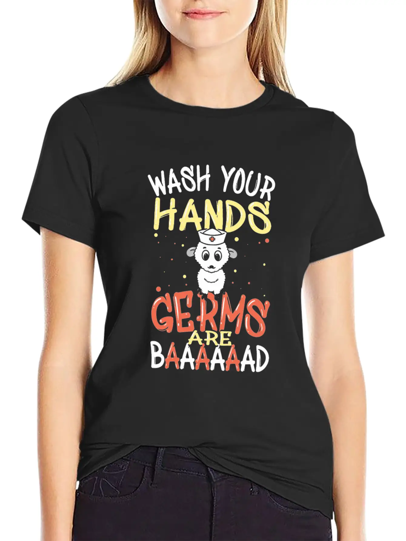 Wash Your Hands Germs Are Bad School Nurse Sheep Relaxed Everyday Tee – Lightweight And Durable Cotton