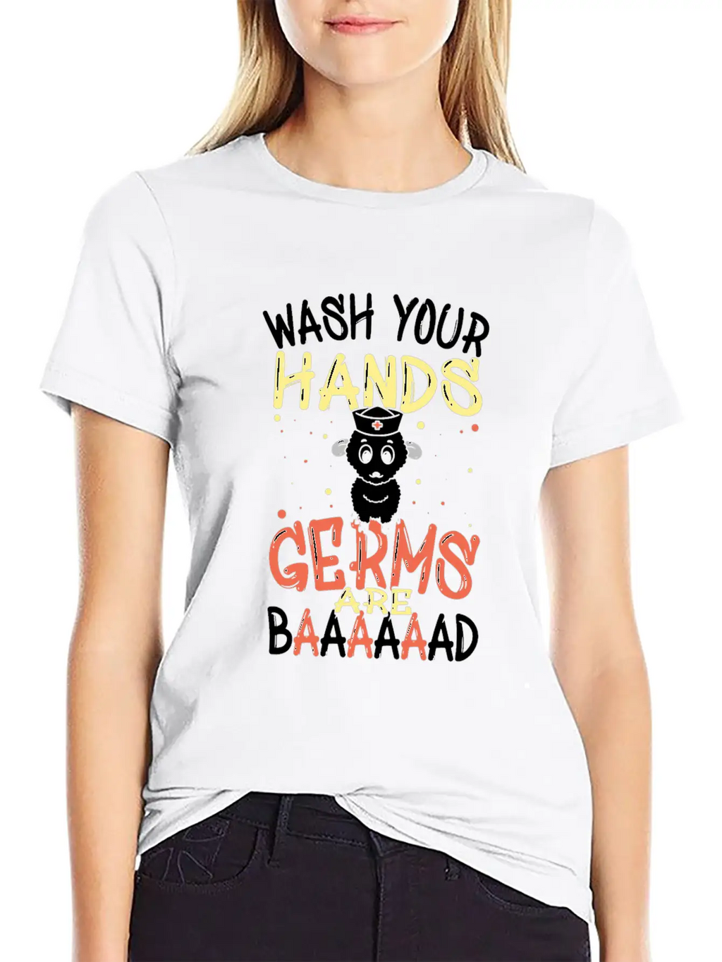 Wash Your Hands Germs Are Bad School Nurse Sheep Relaxed Everyday Tee – Lightweight And Durable Cotton