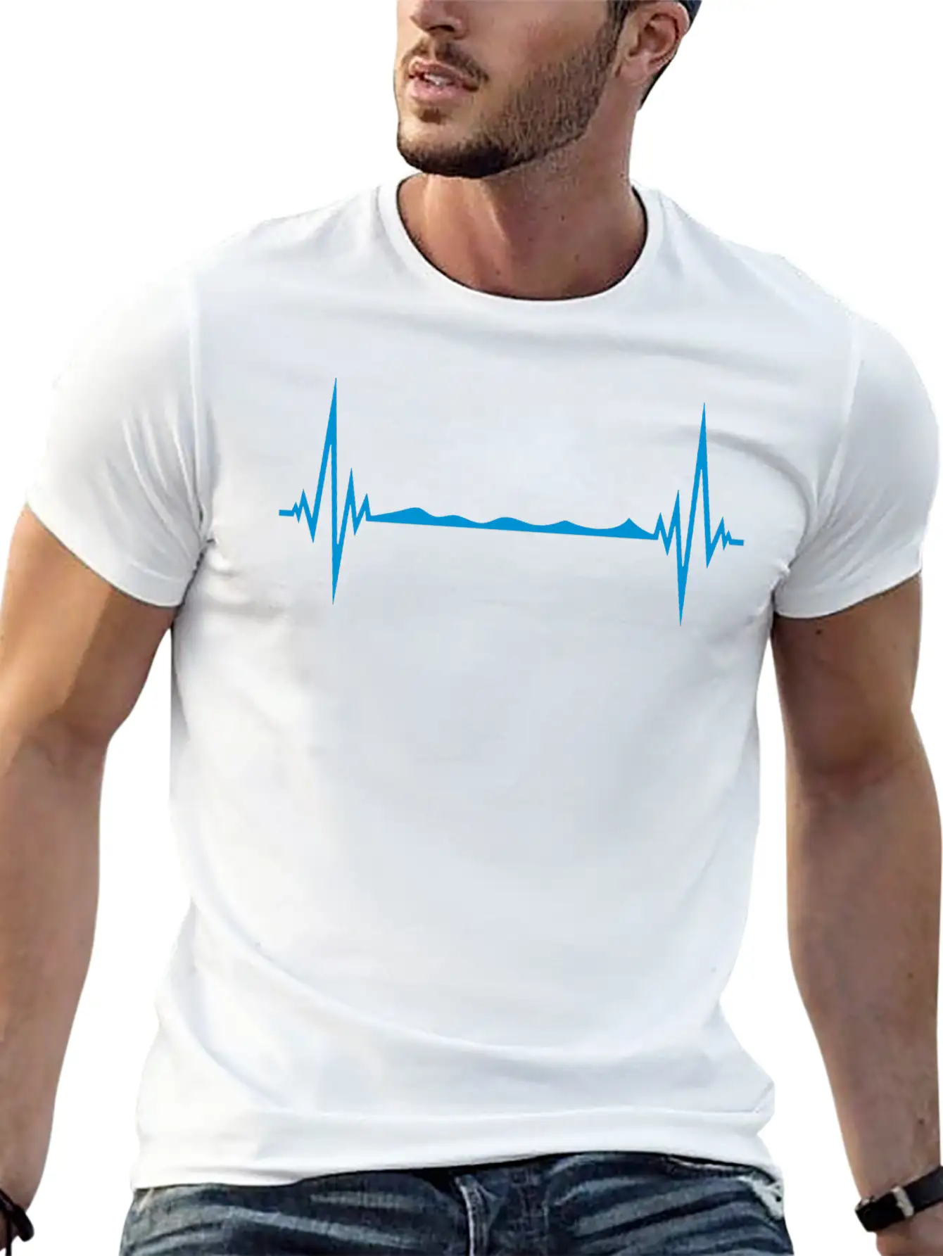 Water Frequency Heartbeat Pulse Swim Swimmer Club Basic Graphic T-Shirt – Daily Comfort In Soft Cotton