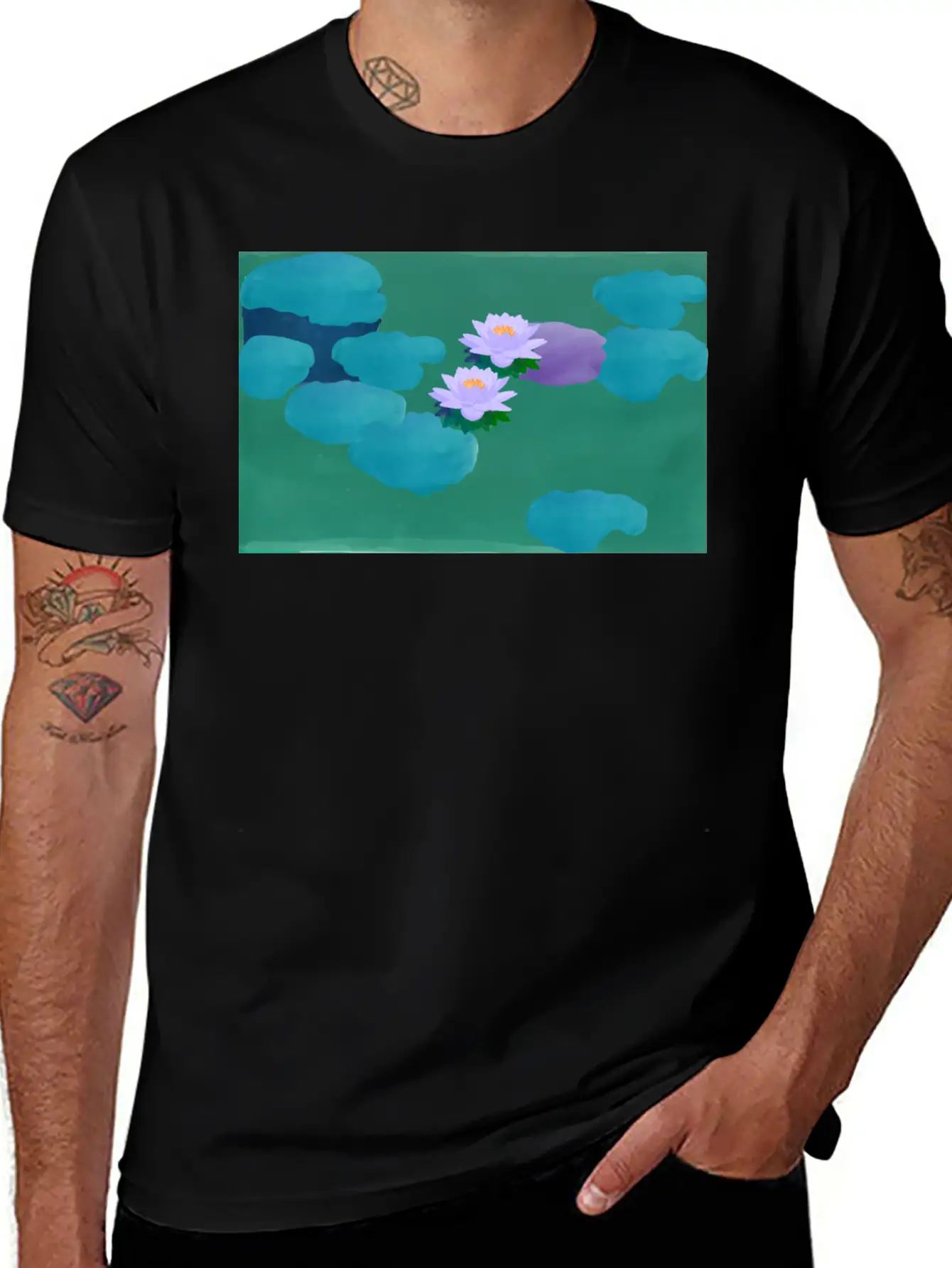 Water Lilies Breathable Graphic T-Shirt – Perfect For Casual Days