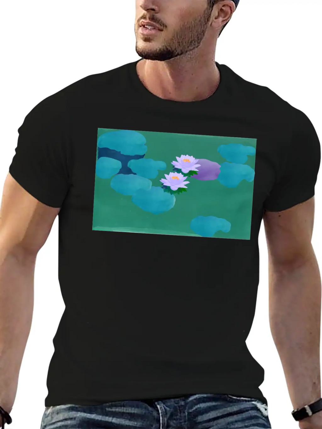 Water Lilies Breathable Graphic T-Shirt – Perfect For Casual Days