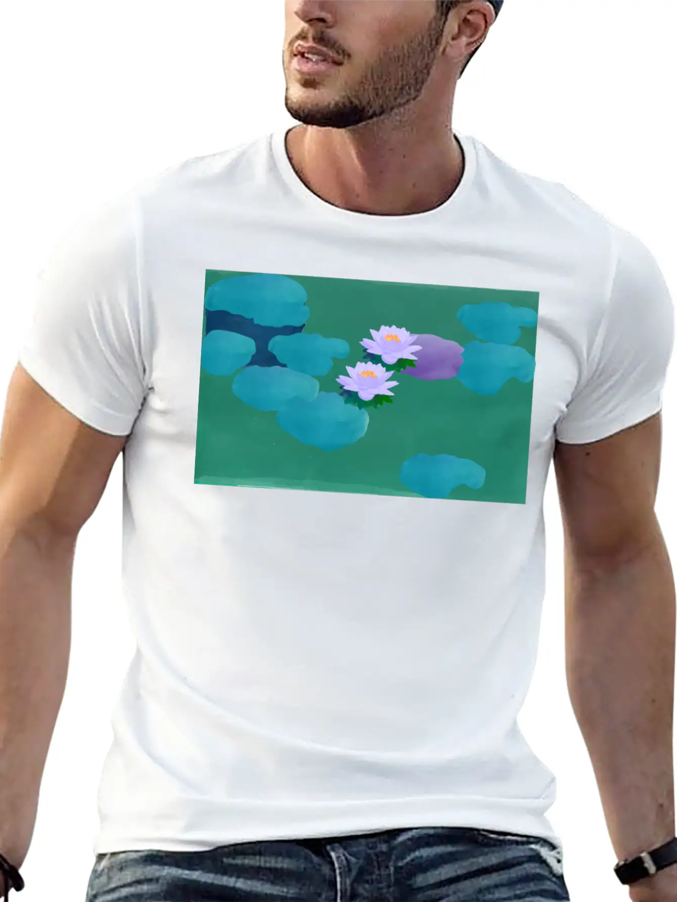 Water Lilies Breathable Graphic T-Shirt – Perfect For Casual Days