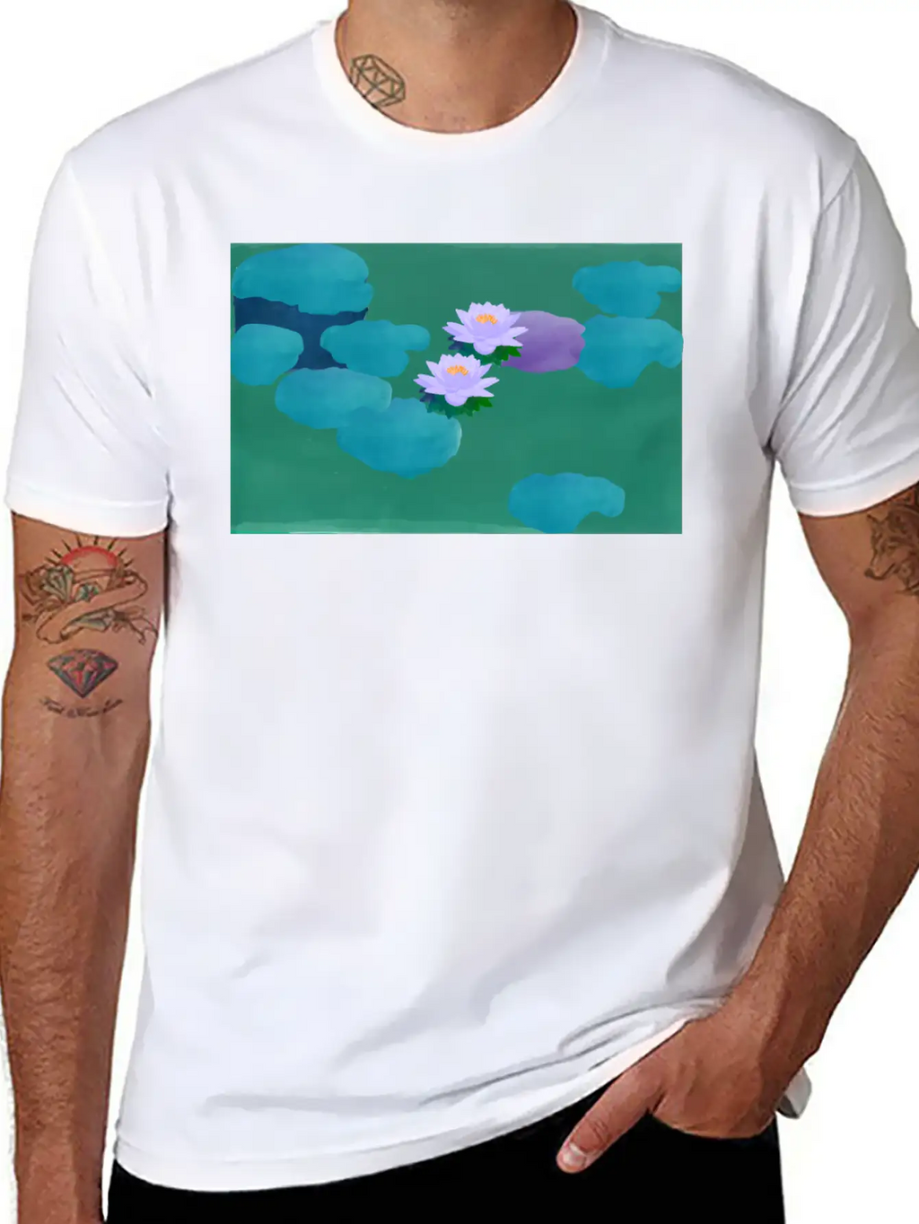 Water Lilies Breathable Graphic T-Shirt – Perfect For Casual Days