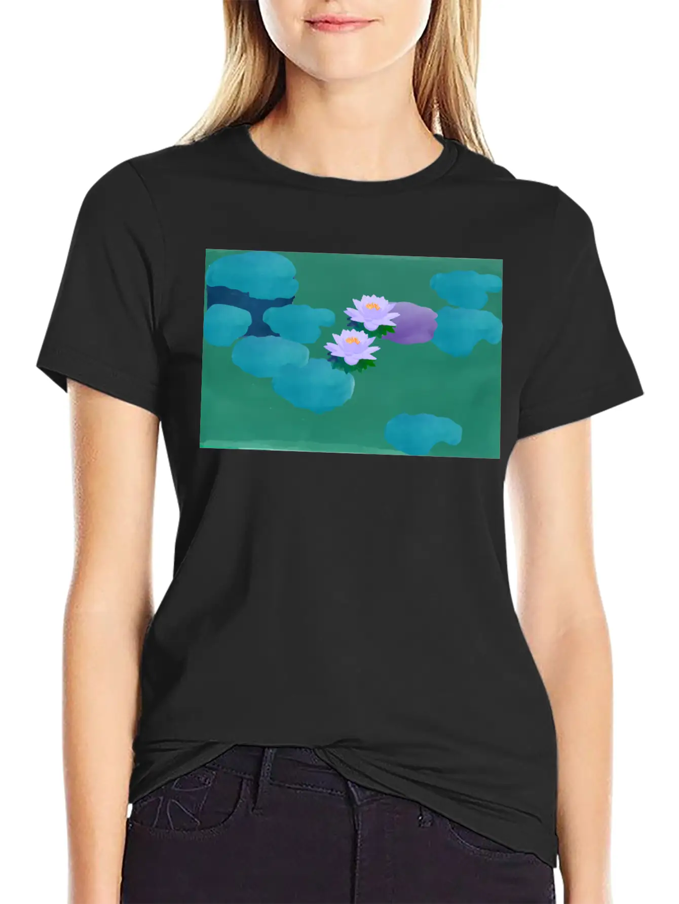 Water Lilies Breathable Graphic T-Shirt – Perfect For Casual Days