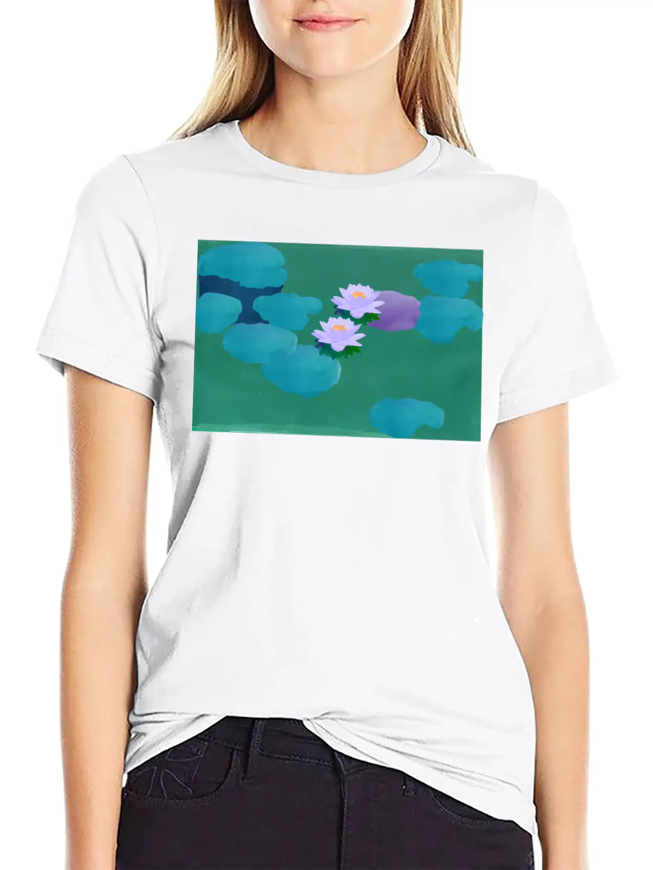 Water Lilies Breathable Graphic T-Shirt – Perfect For Casual Days