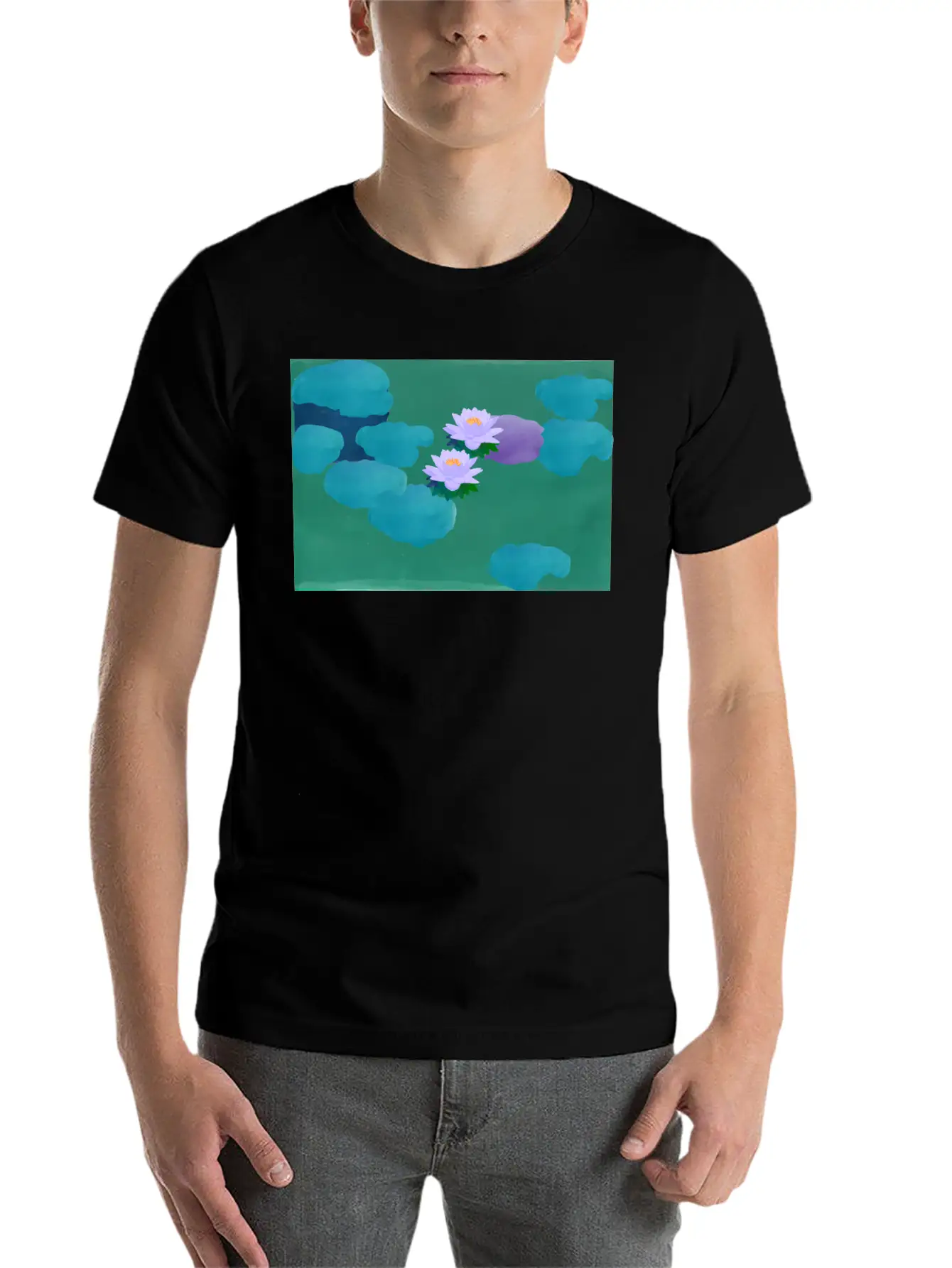 Water Lilies Breathable Graphic T-Shirt – Perfect For Casual Days