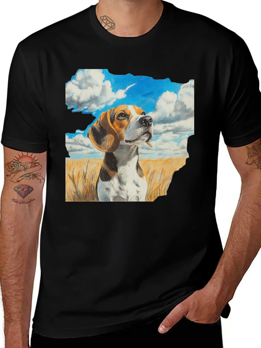 Watercolor Beagle Oil Painting Art Relaxed Everyday Tee – Lightweight And Durable Cotton