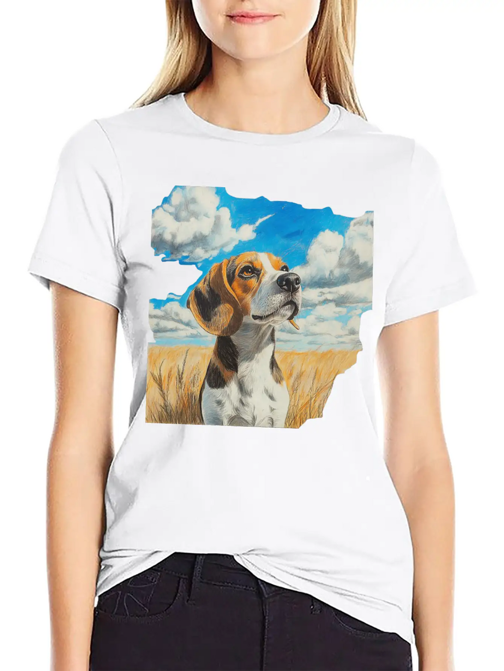 Watercolor Beagle Oil Painting Art Relaxed Everyday Tee – Lightweight And Durable Cotton