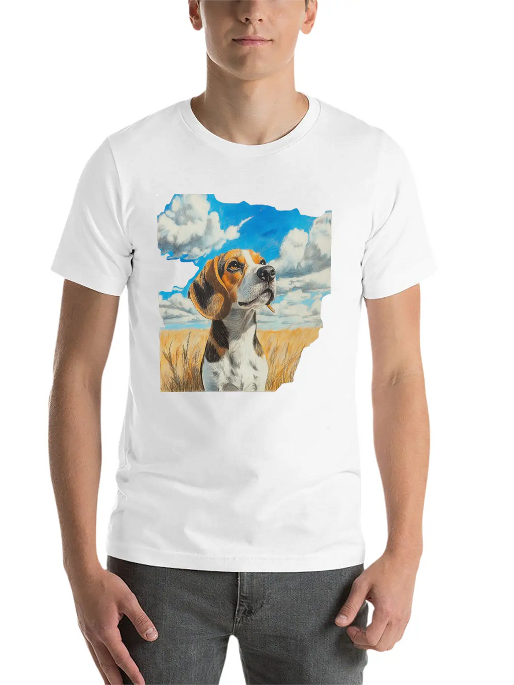 Watercolor Beagle Oil Painting Art Relaxed Everyday Tee – Lightweight And Durable Cotton