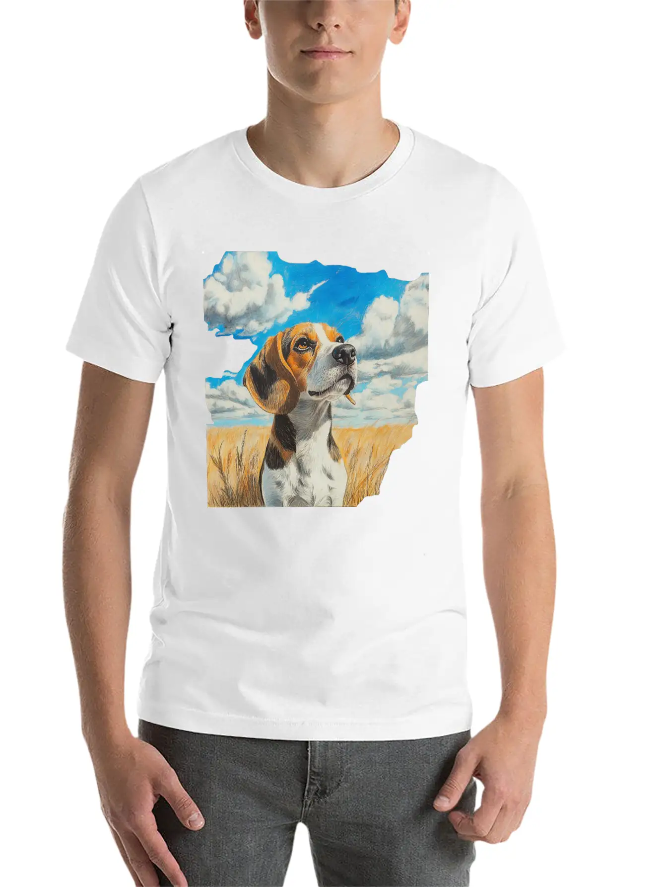 Watercolor Beagle Oil Painting Art Relaxed Everyday Tee – Lightweight And Durable Cotton