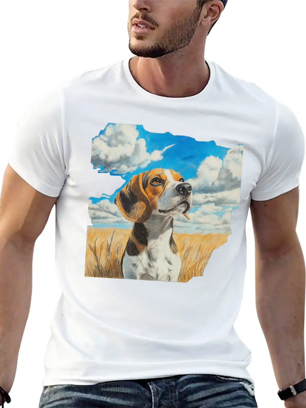 Watercolor Beagle Oil Painting Art Relaxed Everyday Tee – Lightweight And Durable Cotton
