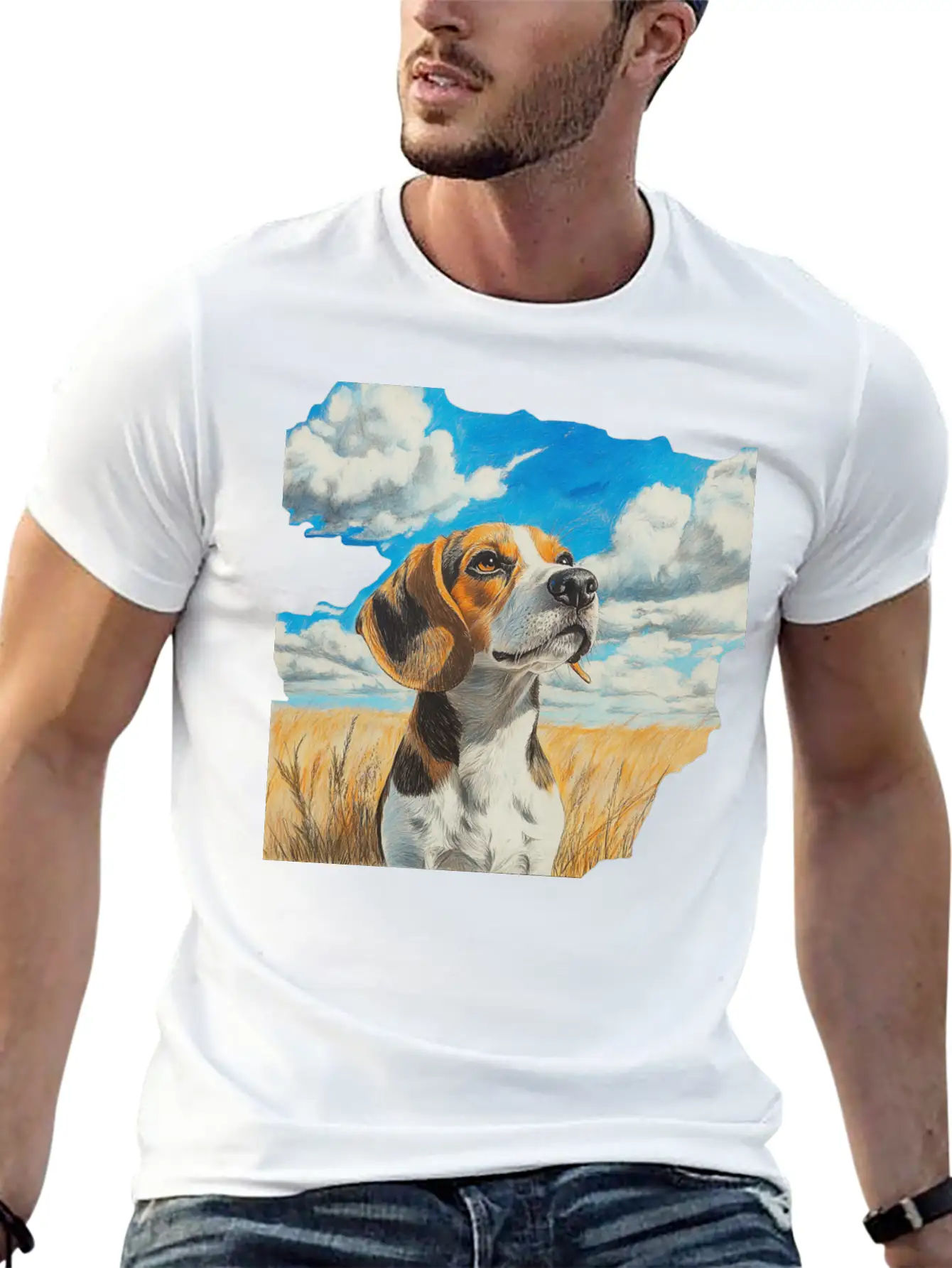 Watercolor Beagle Oil Painting Art Relaxed Everyday Tee – Lightweight And Durable Cotton