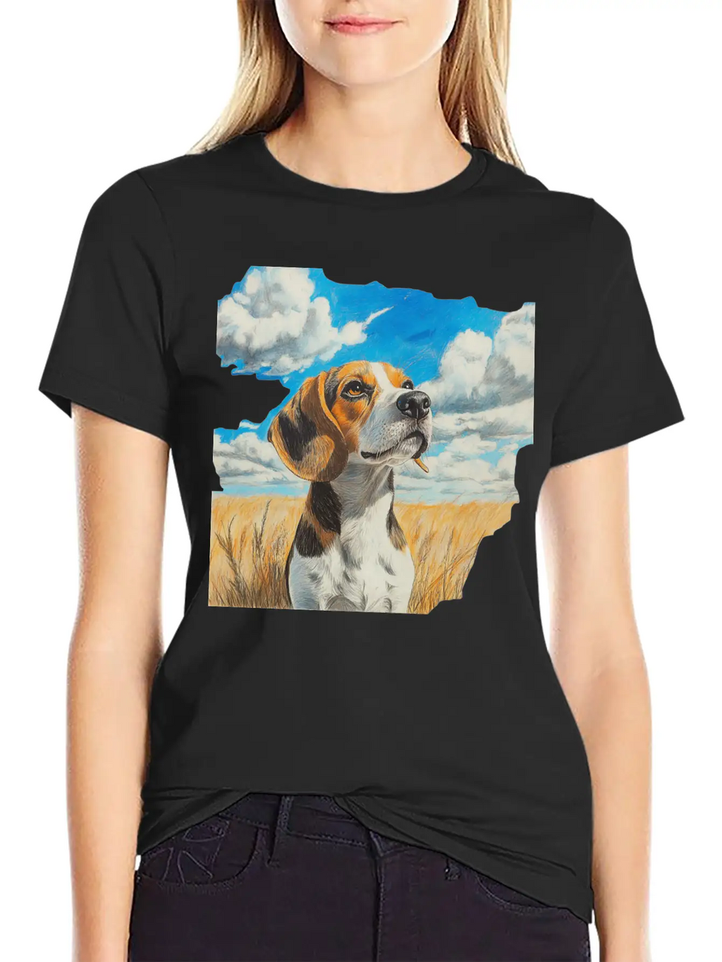 Watercolor Beagle Oil Painting Art Relaxed Everyday Tee – Lightweight And Durable Cotton