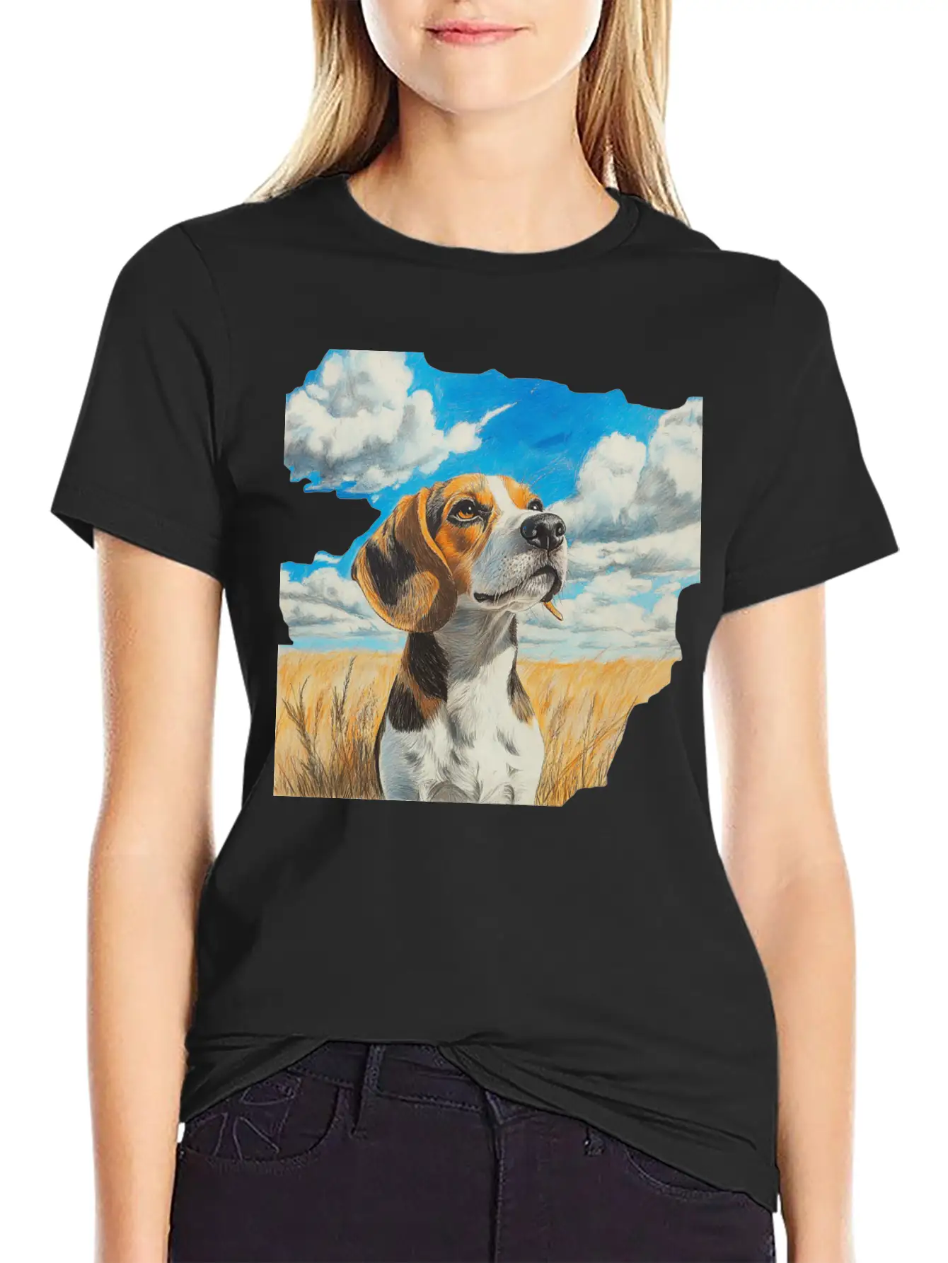 Watercolor Beagle Oil Painting Art Relaxed Everyday Tee – Lightweight And Durable Cotton