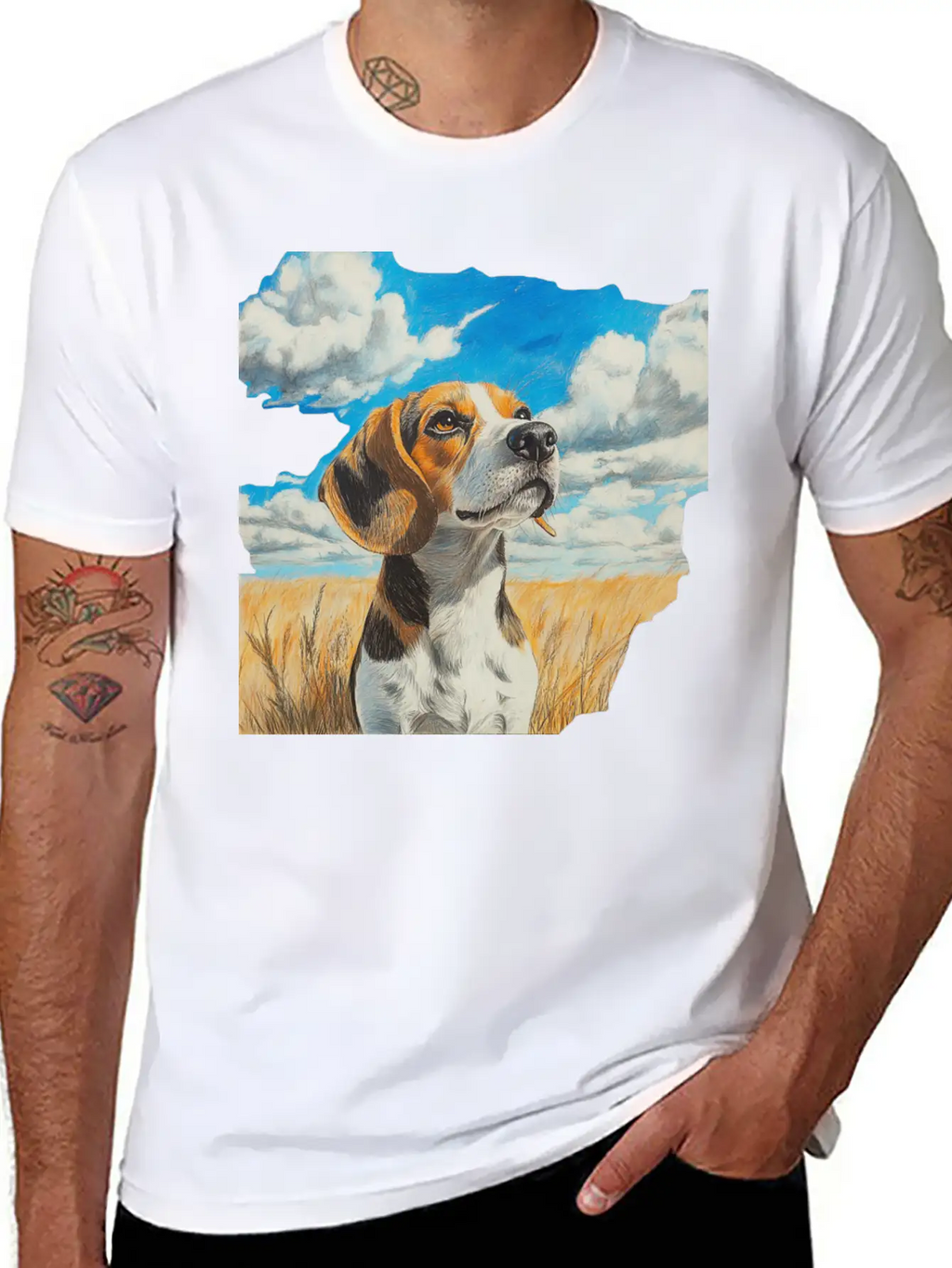 Watercolor Beagle Oil Painting Art Relaxed Everyday Tee – Lightweight And Durable Cotton