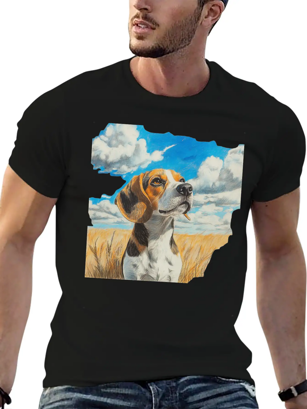 Watercolor Beagle Oil Painting Art Relaxed Everyday Tee – Lightweight And Durable Cotton