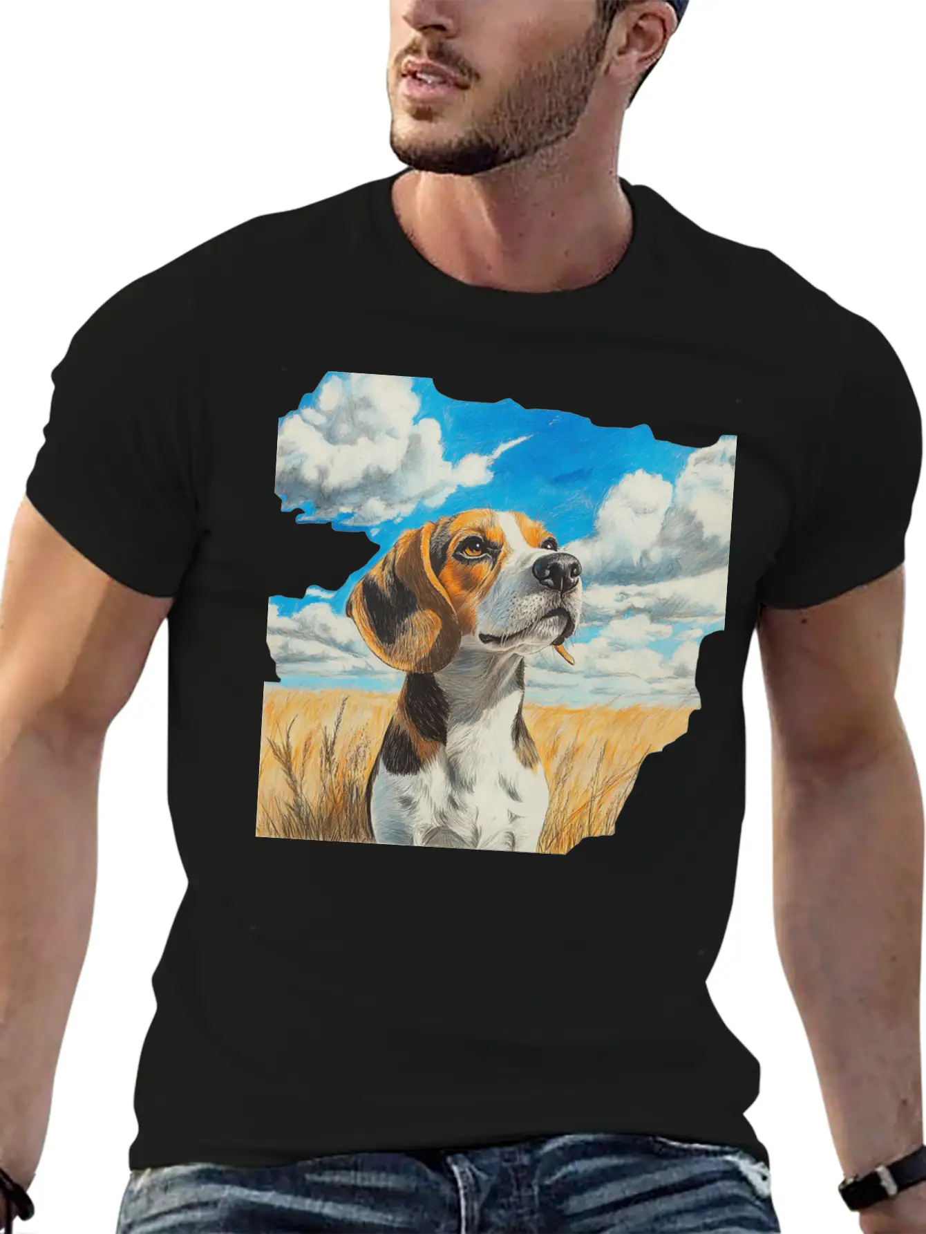 Watercolor Beagle Oil Painting Art Relaxed Everyday Tee – Lightweight And Durable Cotton