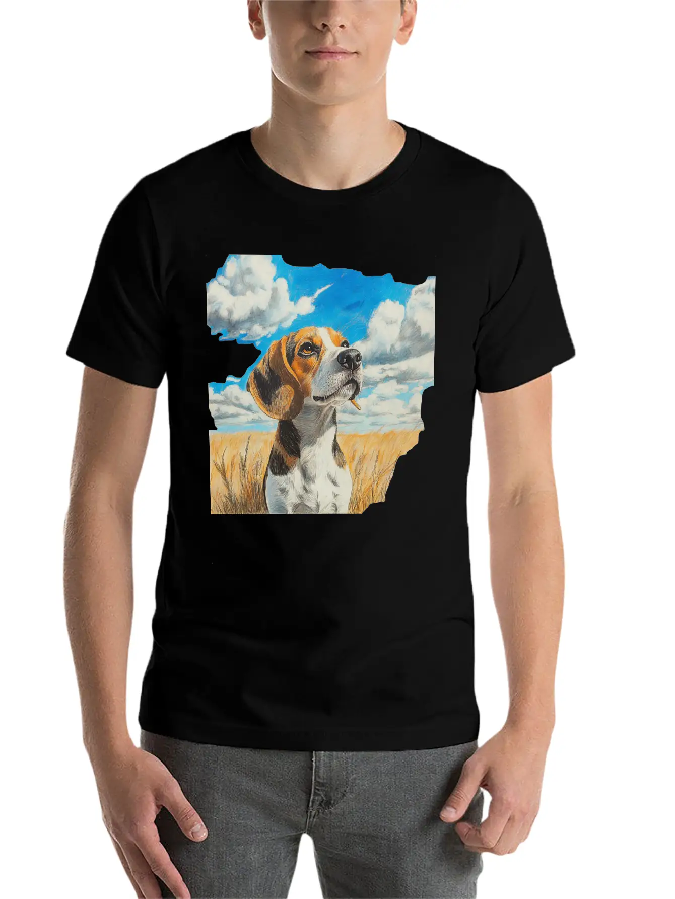 Watercolor Beagle Oil Painting Art Relaxed Everyday Tee – Lightweight And Durable Cotton