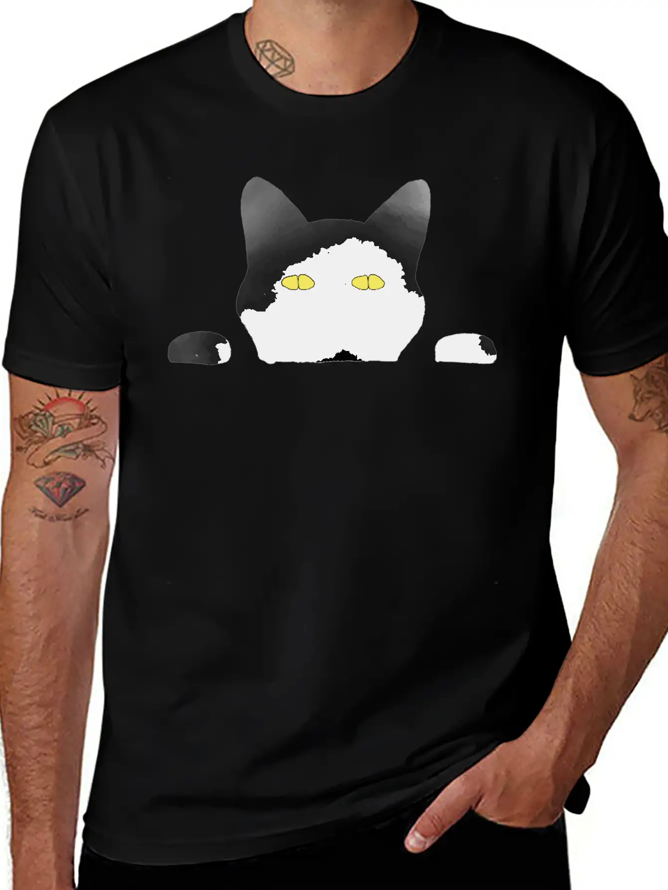 Watercolor Black Cat Essential Cotton Tee For Daily Outfits – Unisex Style