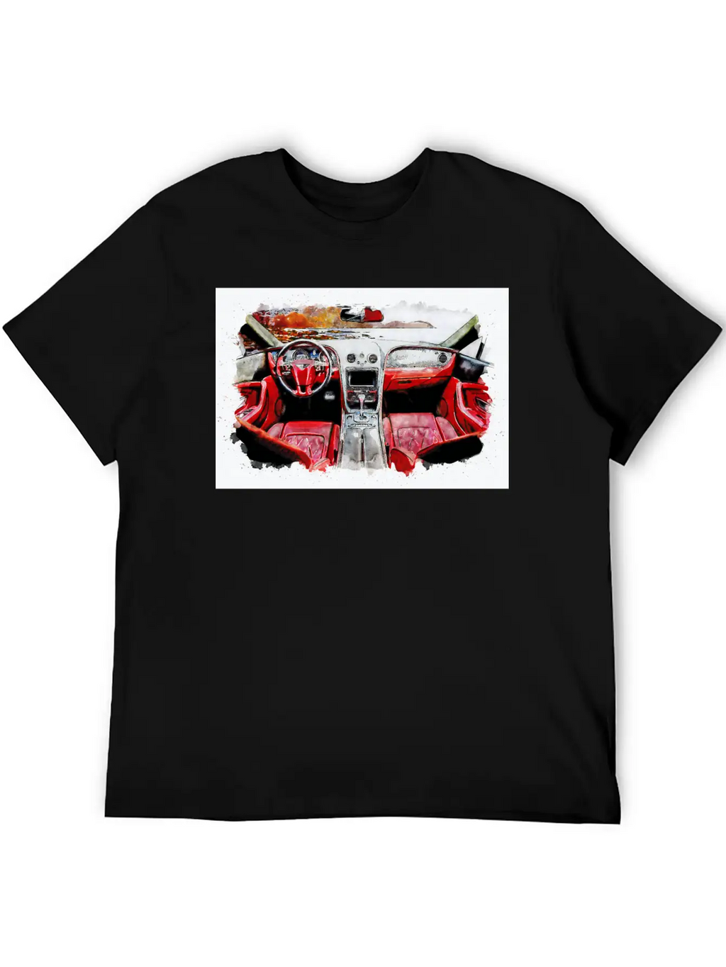 Watercolor Car Interior Classic Cotton Tee – Unisex Comfort For Any Season