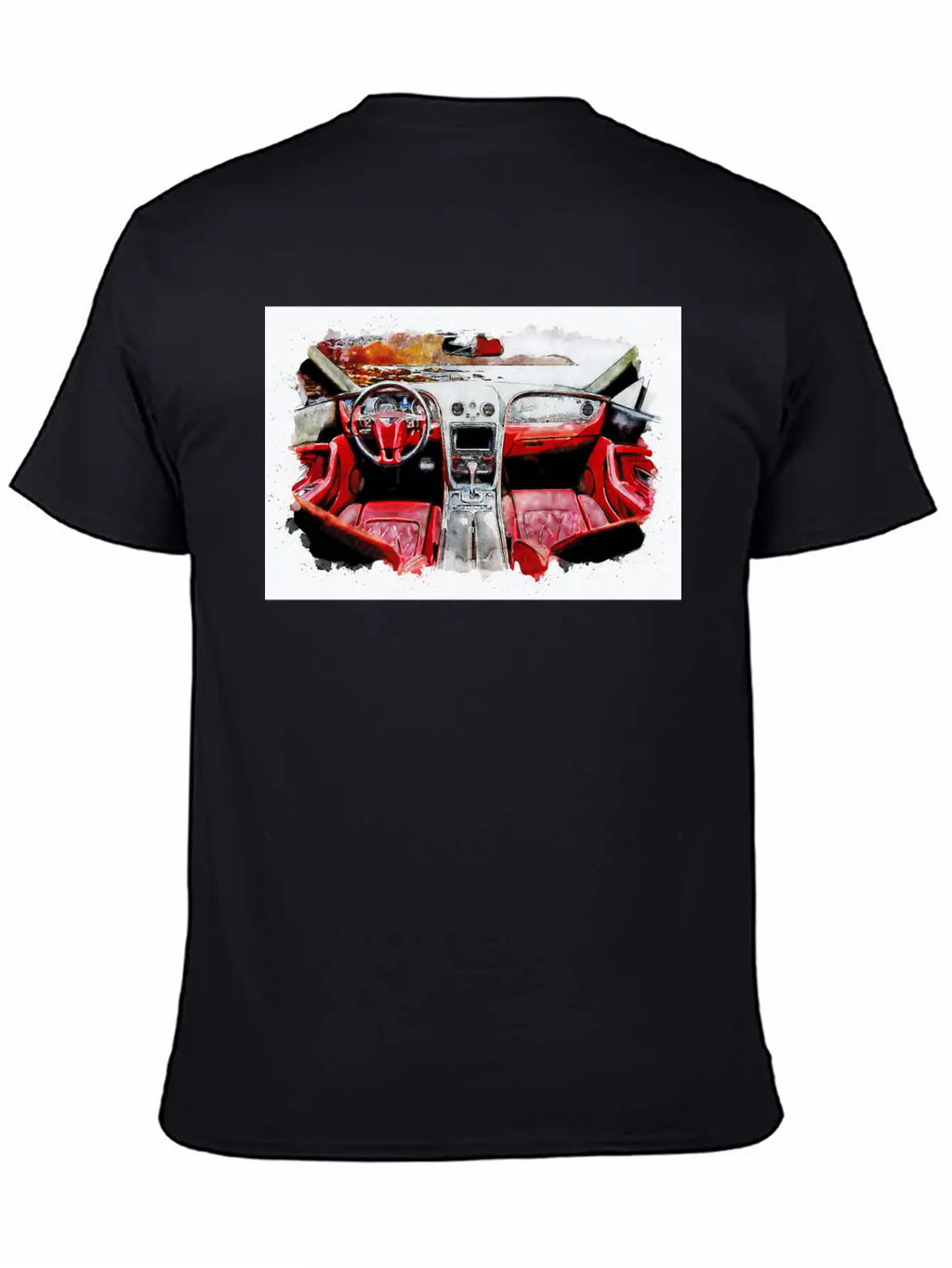 Watercolor Car Interior Classic Cotton Tee – Unisex Comfort For Any Season