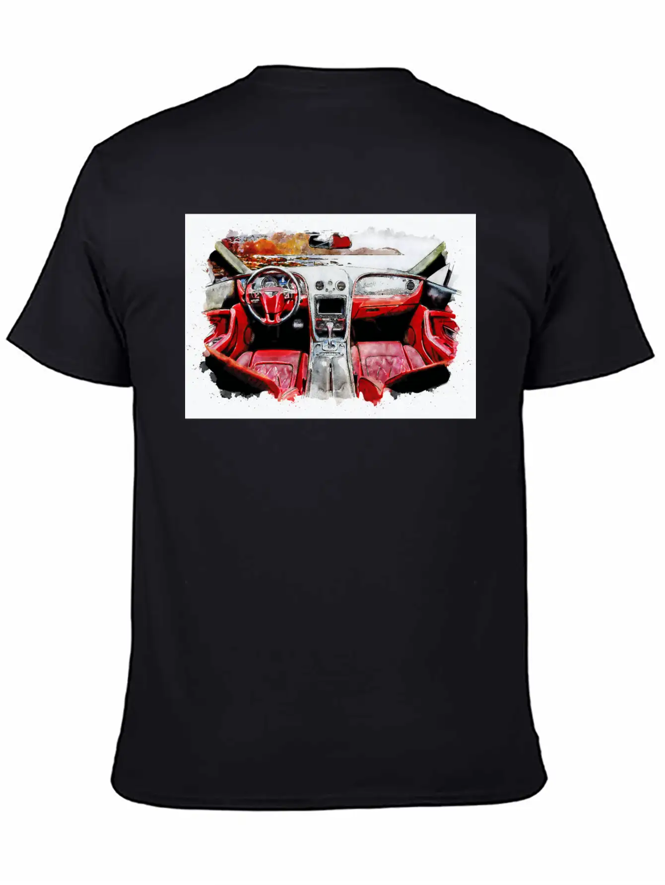 Watercolor Car Interior Classic Cotton Tee – Unisex Comfort For Any Season