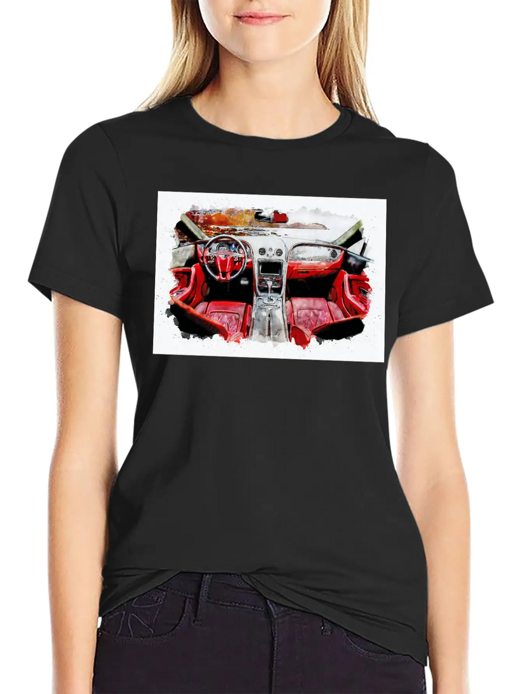 Watercolor Car Interior Classic Cotton Tee – Unisex Comfort For Any Season